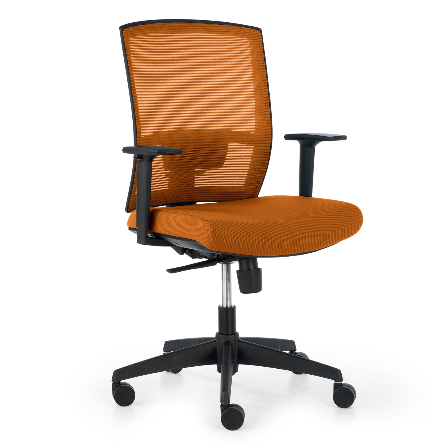 silla giratoria naranja kendo estructura negra malla 1