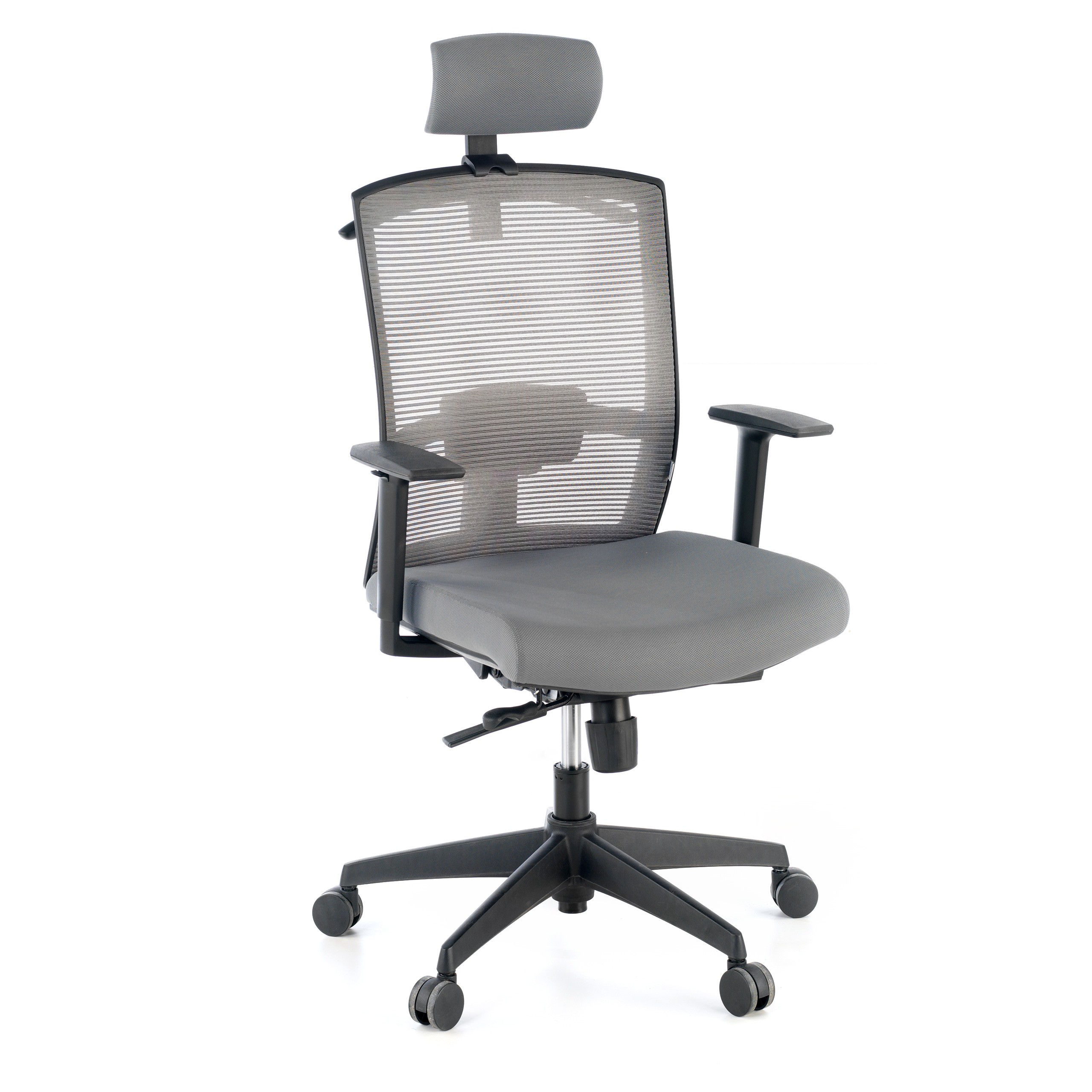 silla ergonomica gris kendo estructura negra reposacabezas malla 1