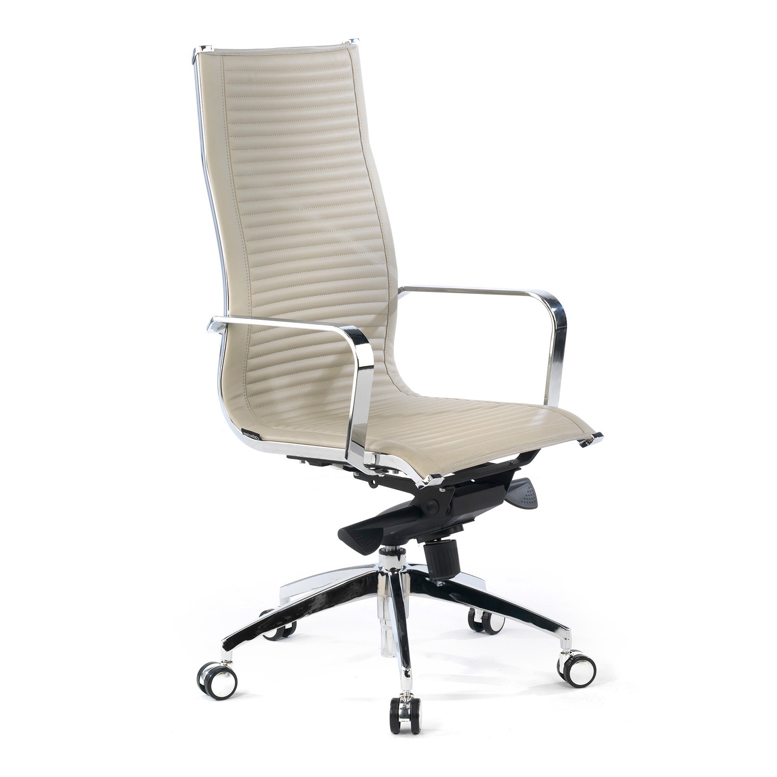 sillon de oficina beige croma estructura cromada ecopiel piel sintetica 1
