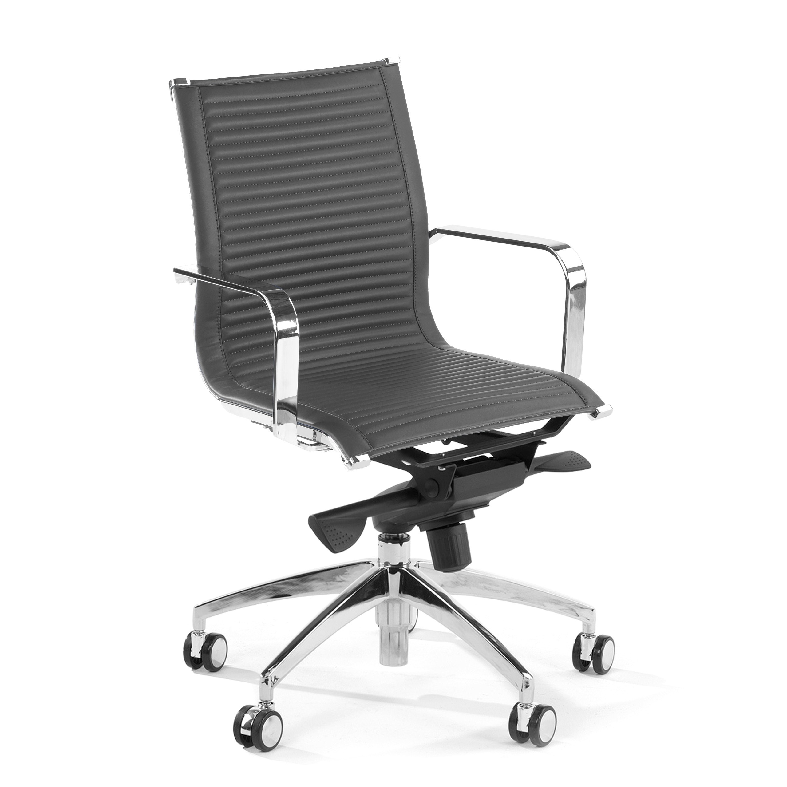 sillon de oficina gris croma estructura cromada ecopiel piel sintetica 1