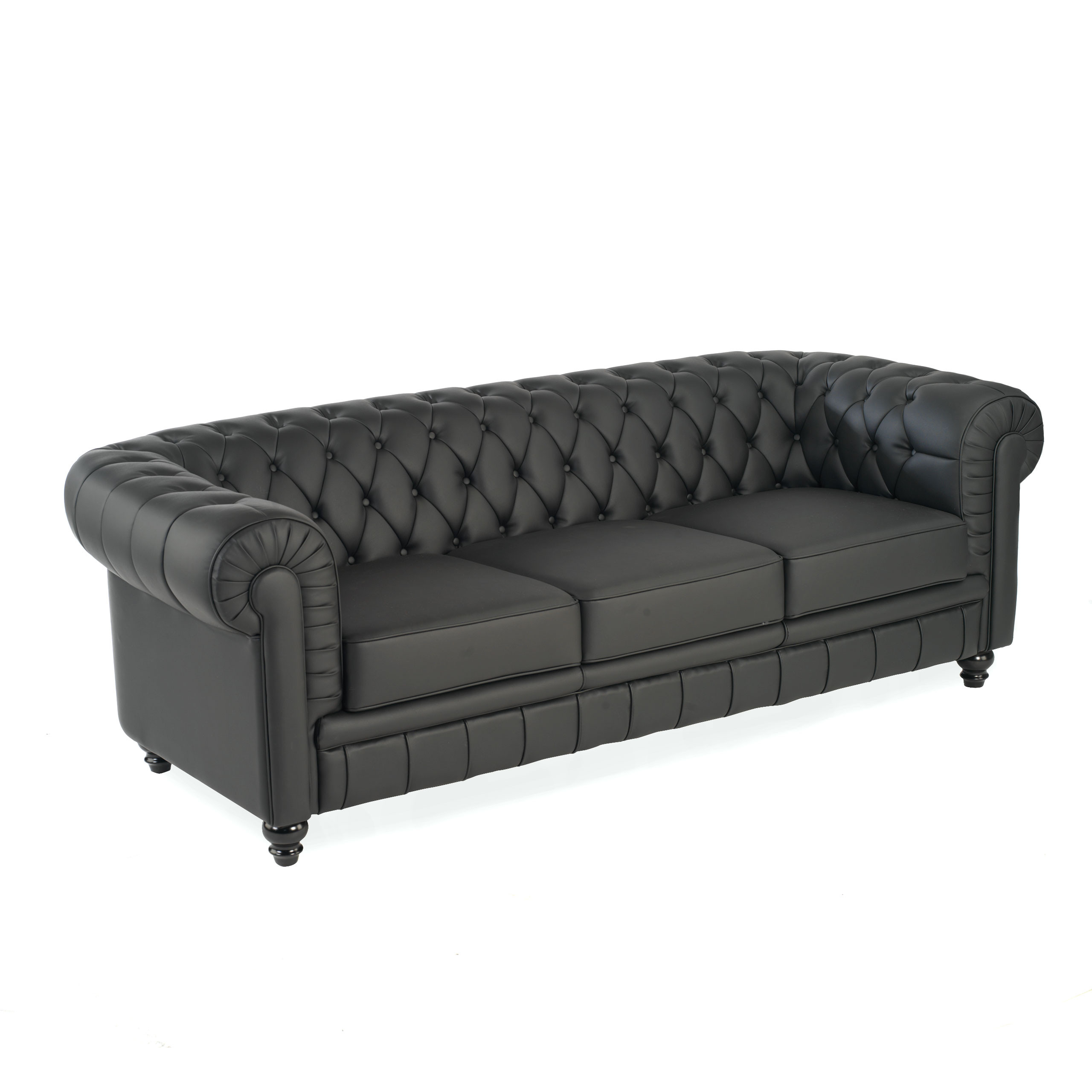 sofa para oficina negro chesterfield 3 plazas 1