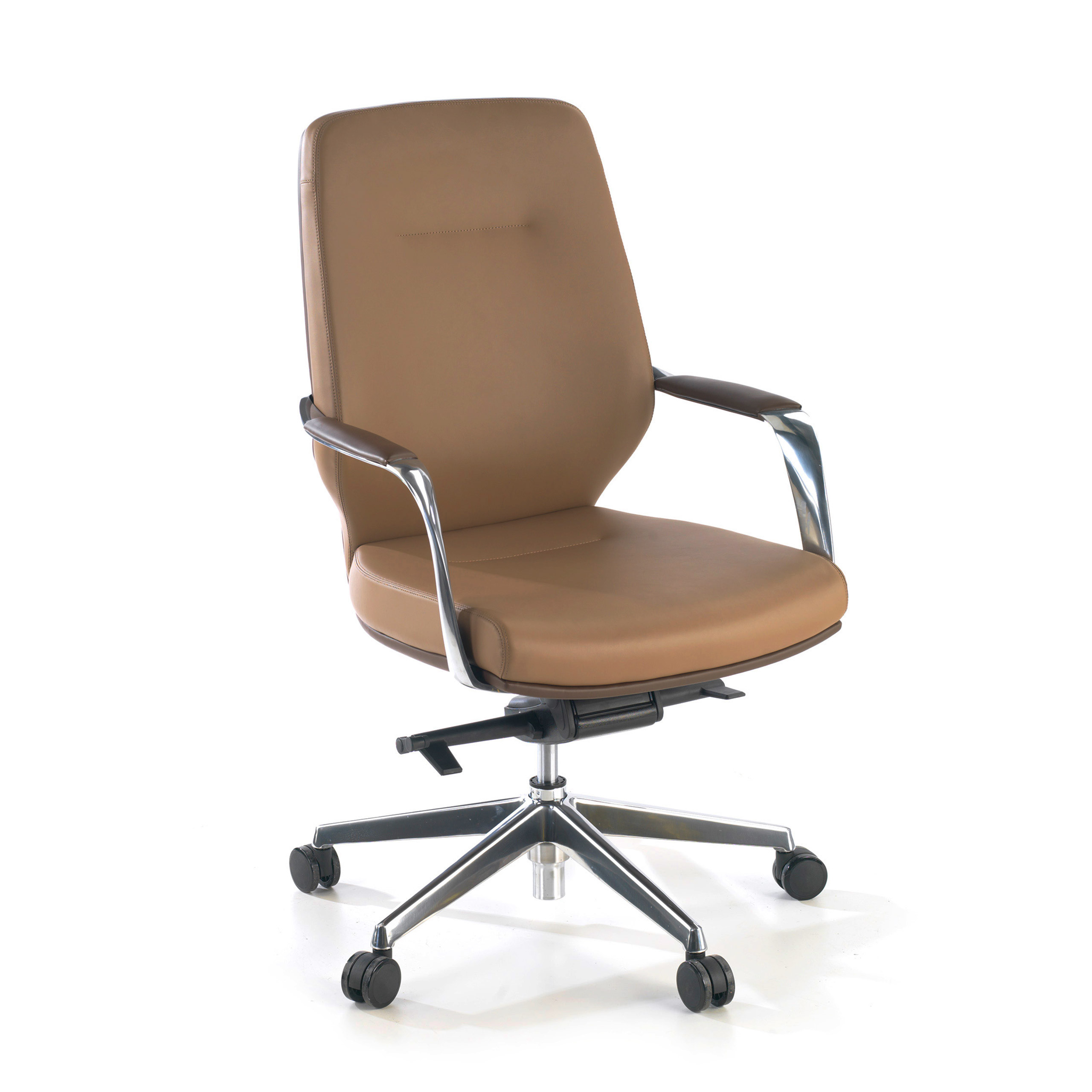 sillon de oficina marron duo respaldo bajo bicolor piel sintetica 1