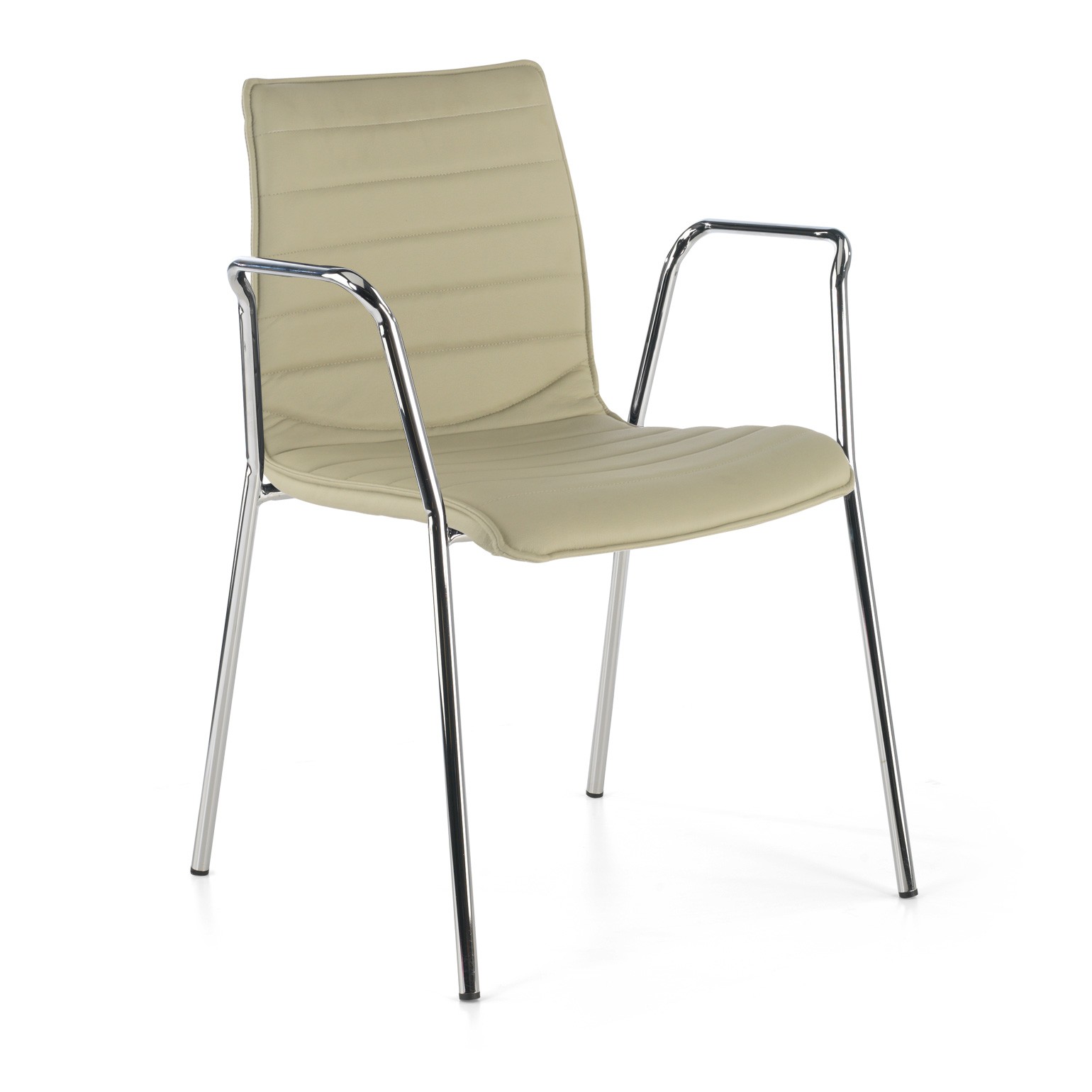 silla confidente beige cube con brazos piel sintetica 1