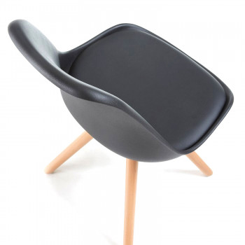 Nordic - Silla confidente de diseño Nordic, patas de madera, Negro - Imagen 2
