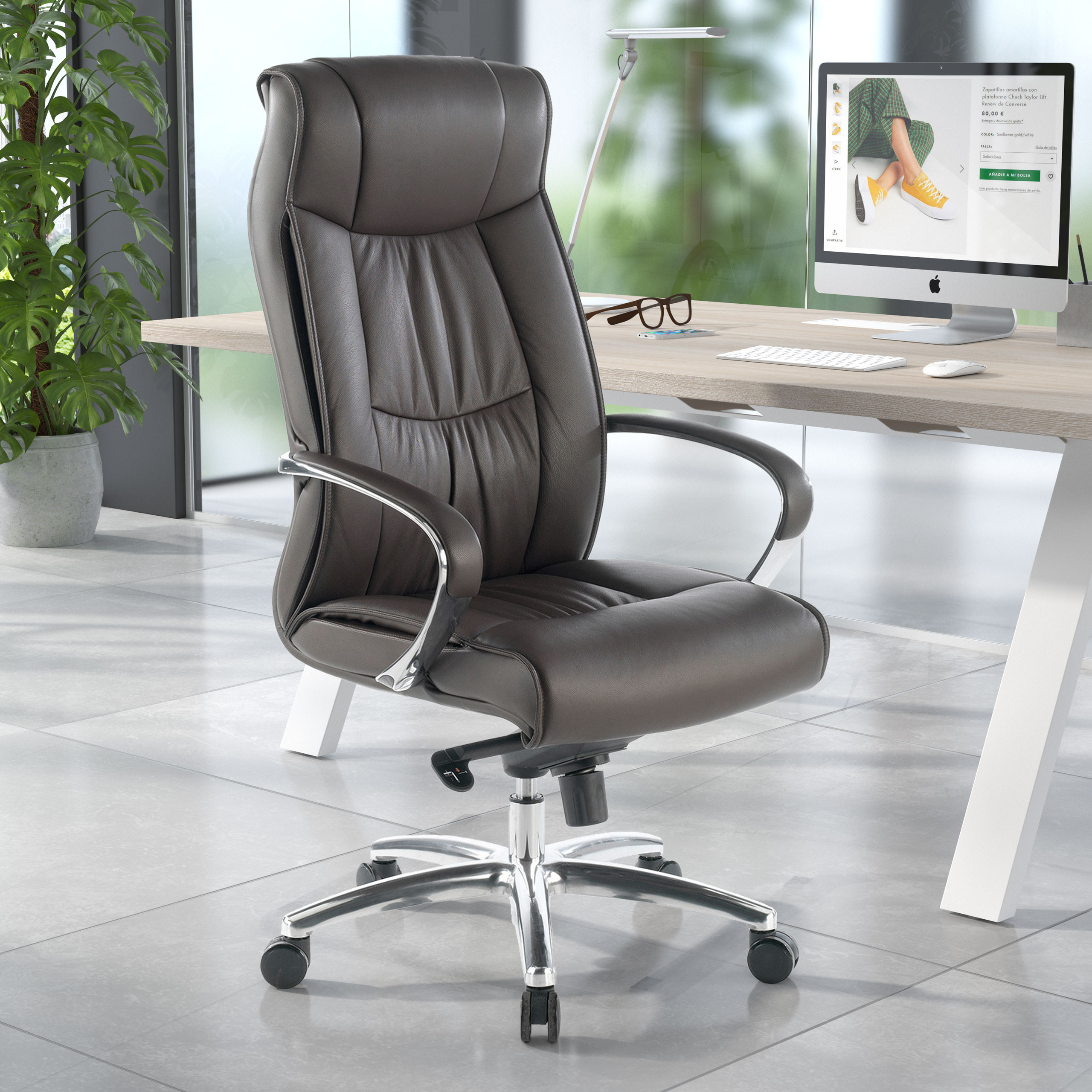 sillon de oficina marron bahia respaldo alto piel sintetica piel sintetica 1