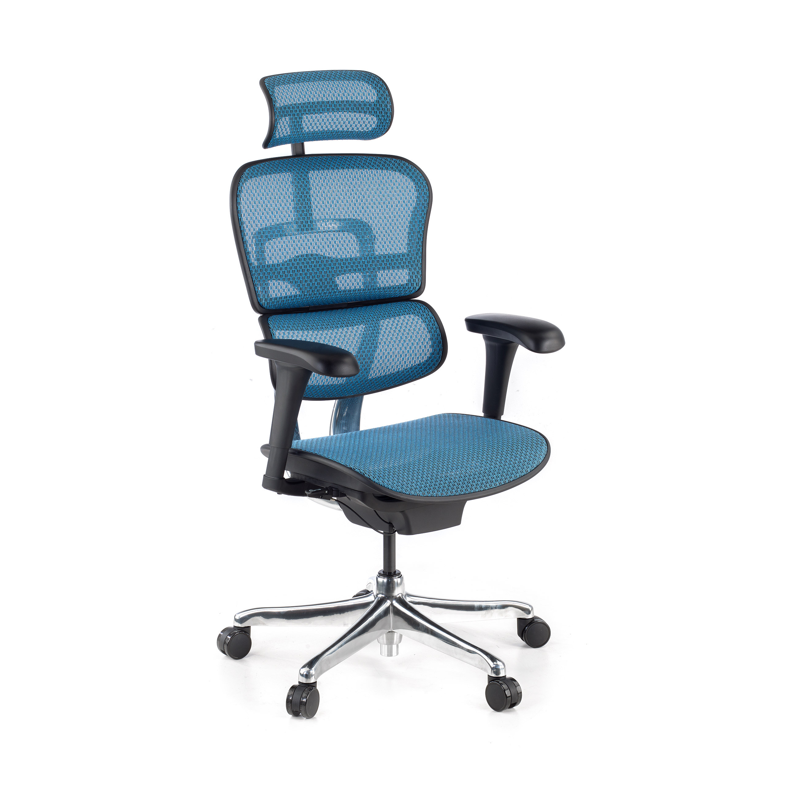 silla ergonomica azul ergohuman estructura negra red malla 1