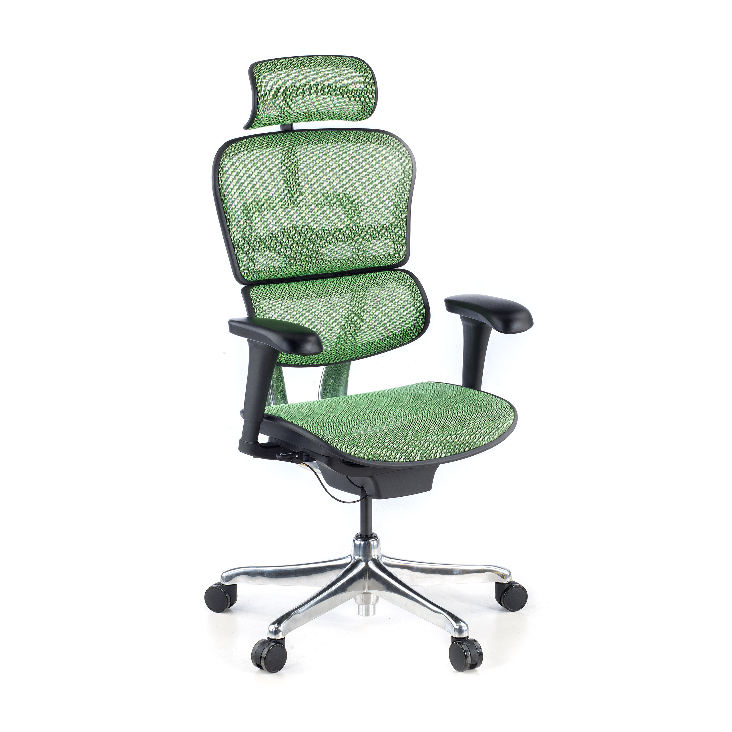 silla ergonomica verde ergohuman estructura negra red malla 1