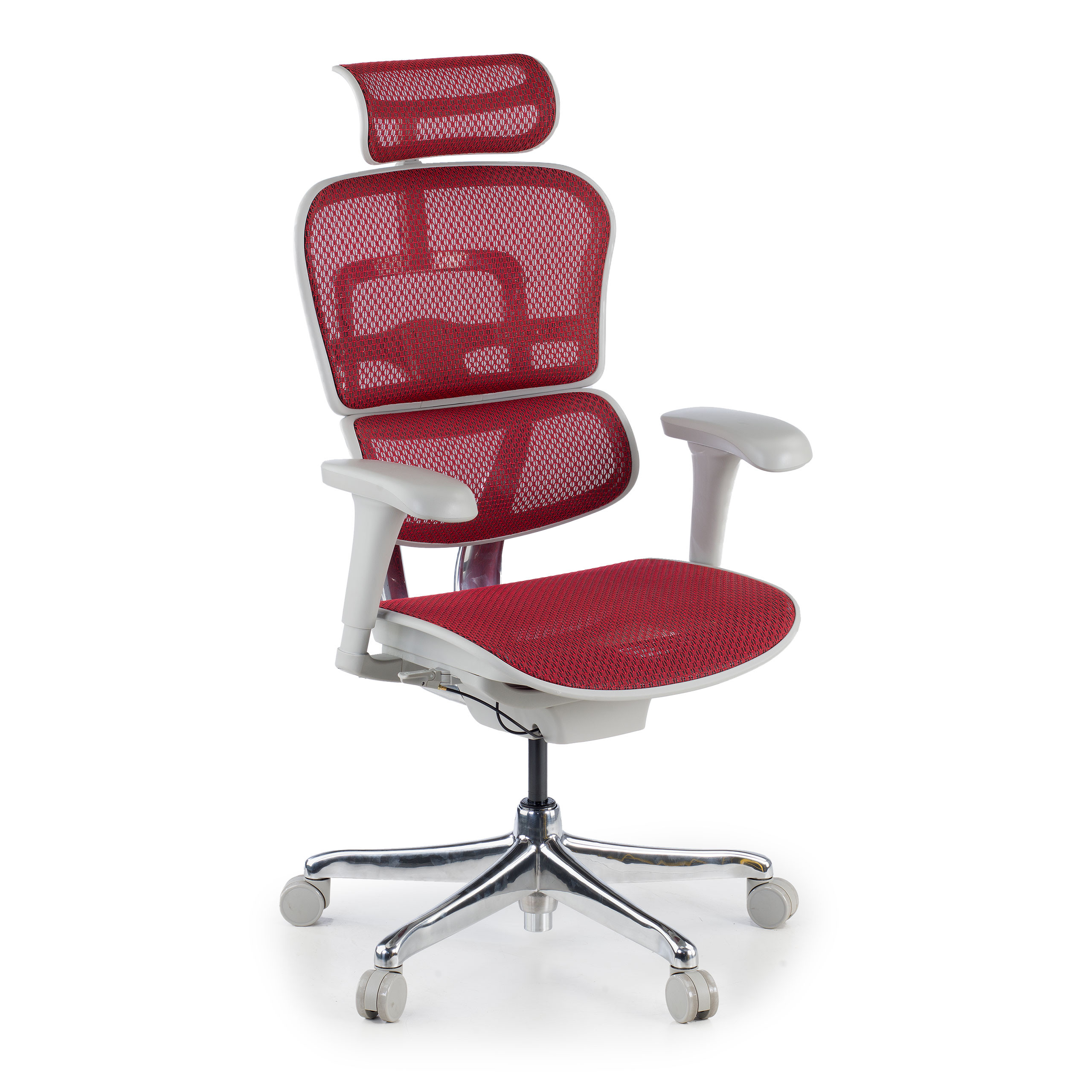 silla ergonomica rojo ergohuman estructura blanca red malla 1