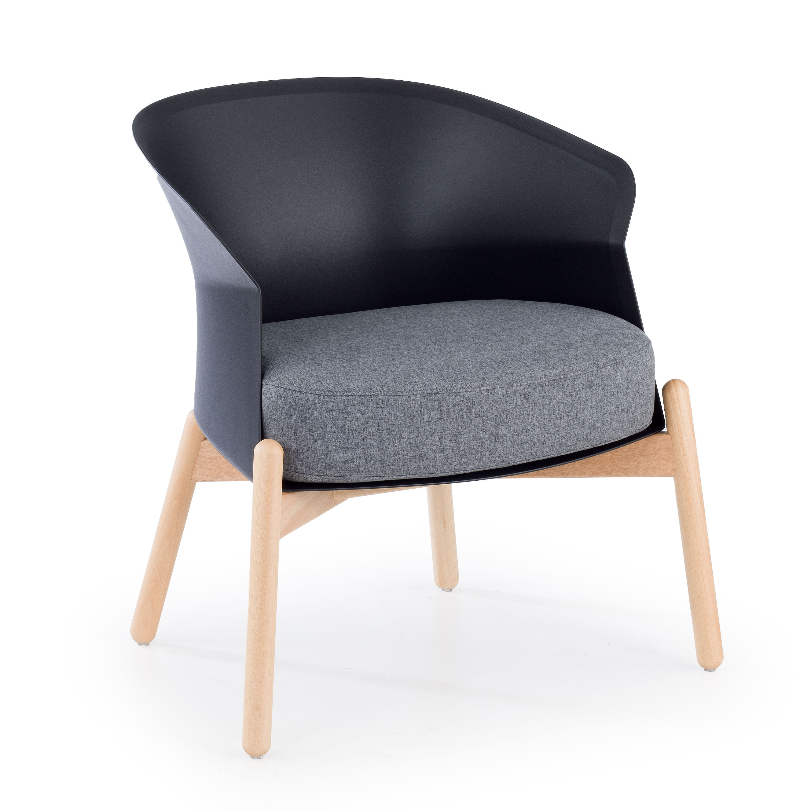 sillon para sala de espera negro winnie patas de metal tela 1