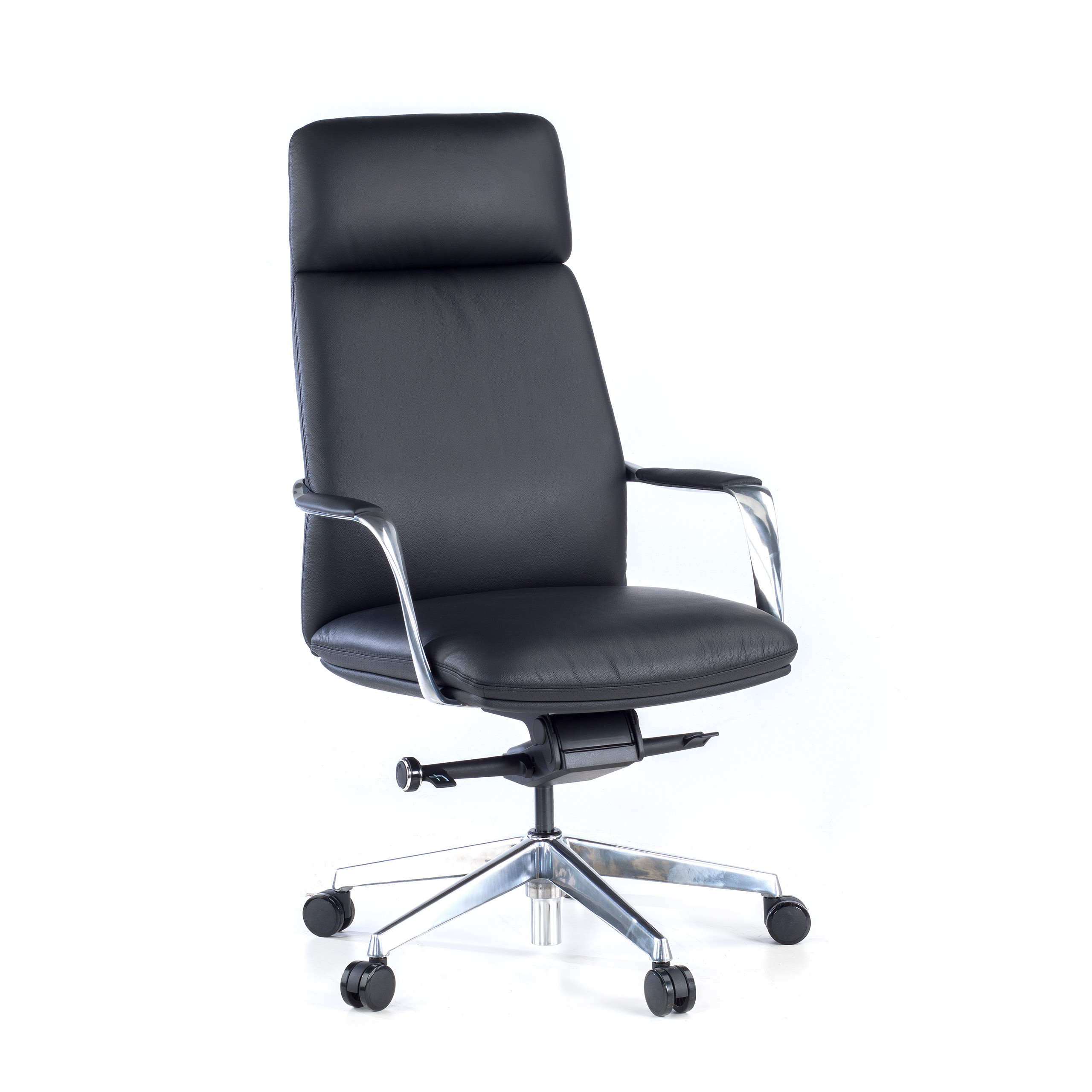 sillon de oficina negro aston piel natural 1