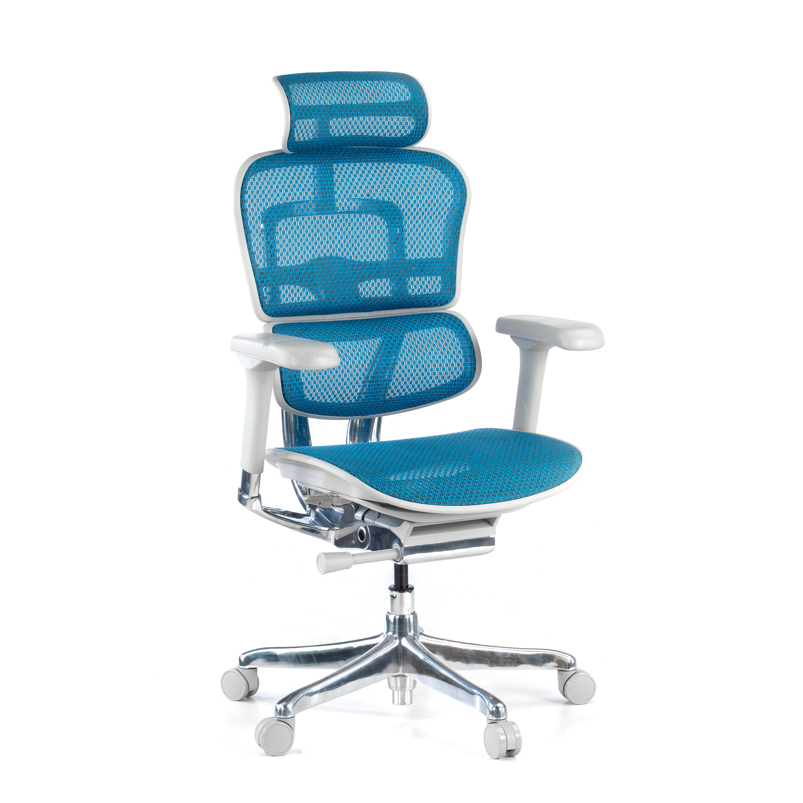 silla ergonomica azul ergohuman elite estructura blanca red malla 1