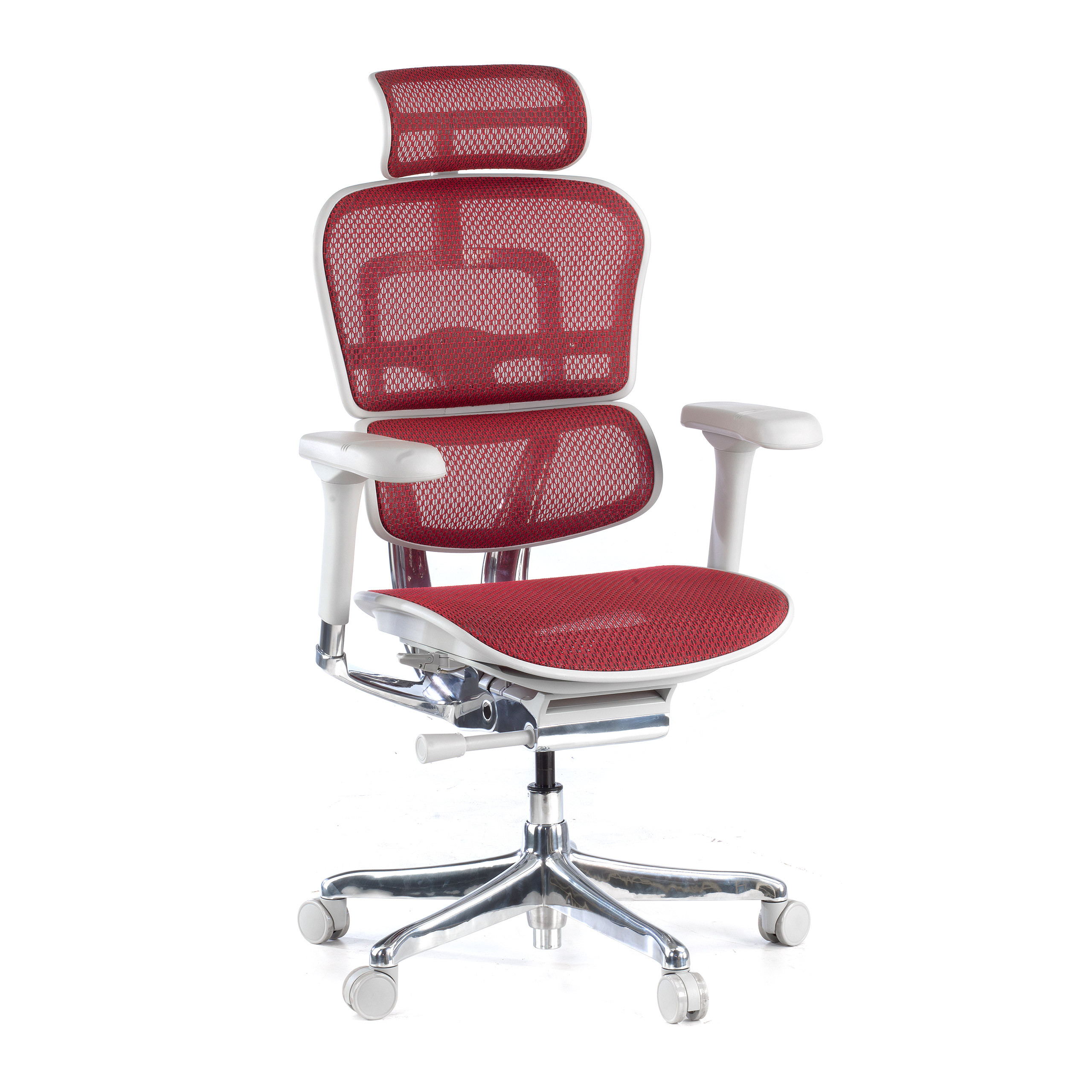 silla ergonomica rojo ergohuman elite estructura blanca red malla 1