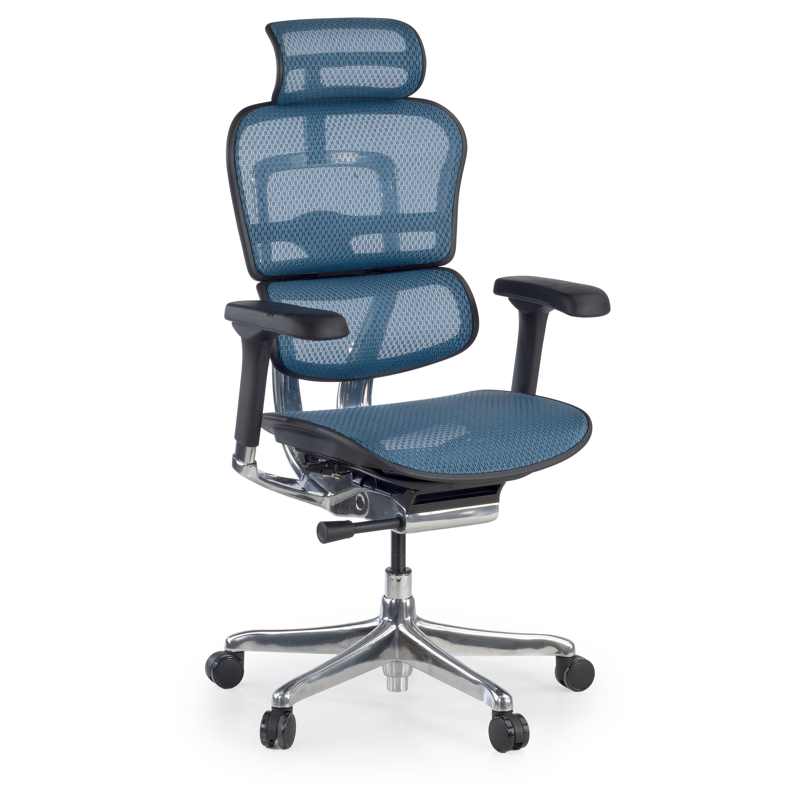 silla ergonomica azul ergohuman elite estructura negra red malla 1