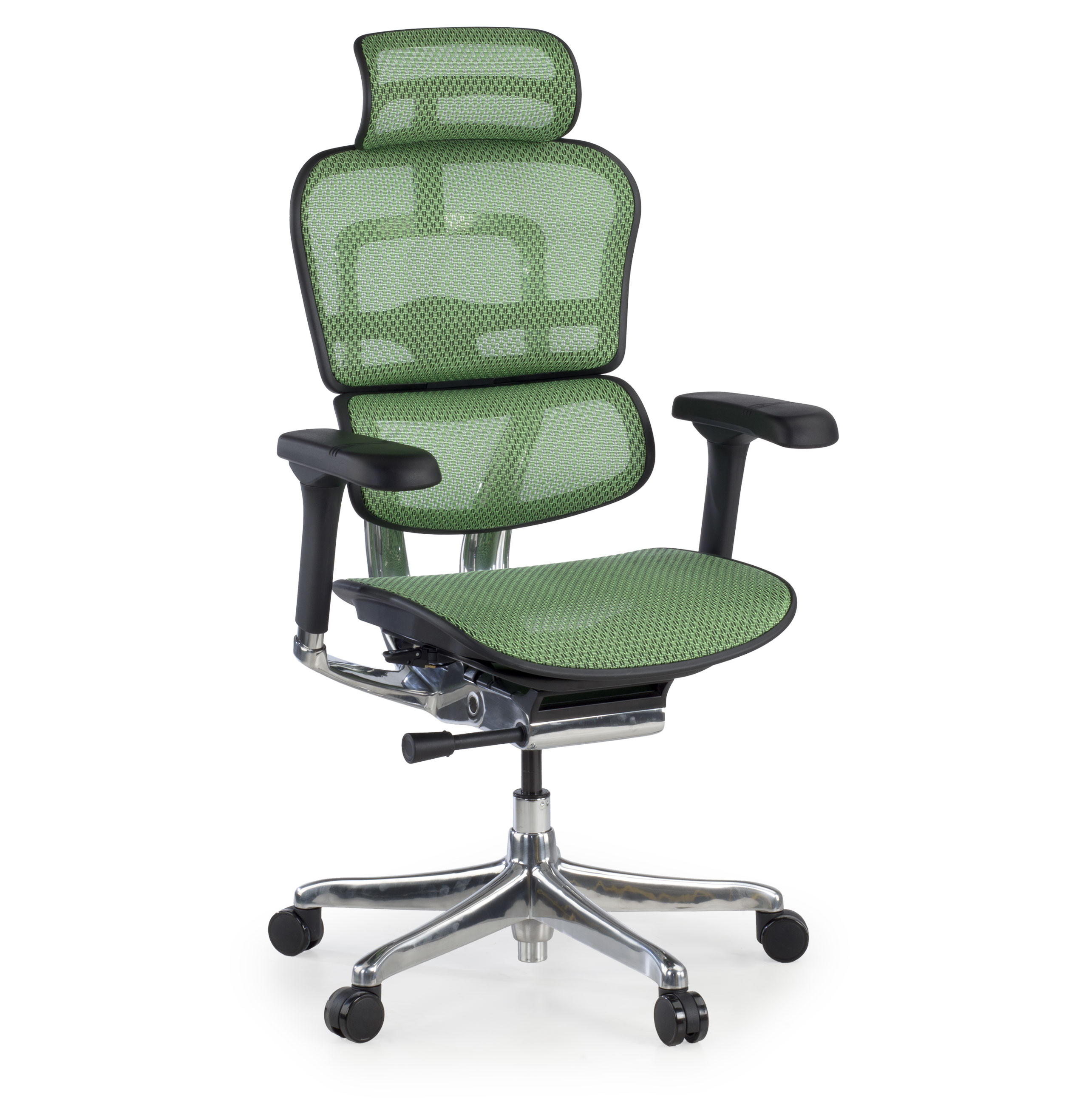 silla ergonomica verde ergohuman elite estructura negra red malla 1