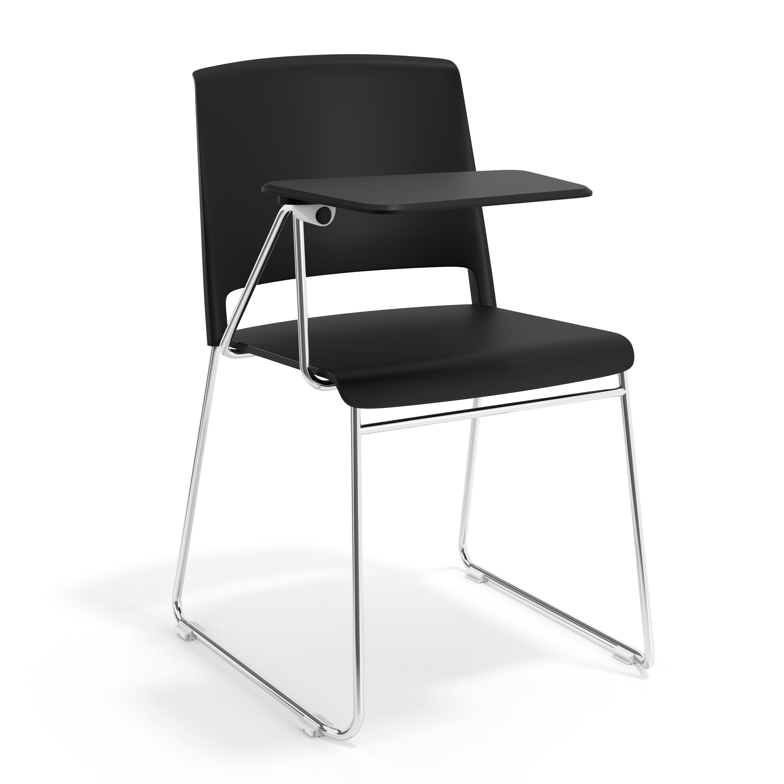 silla confidente negro lotus con pala de escritura tela 1