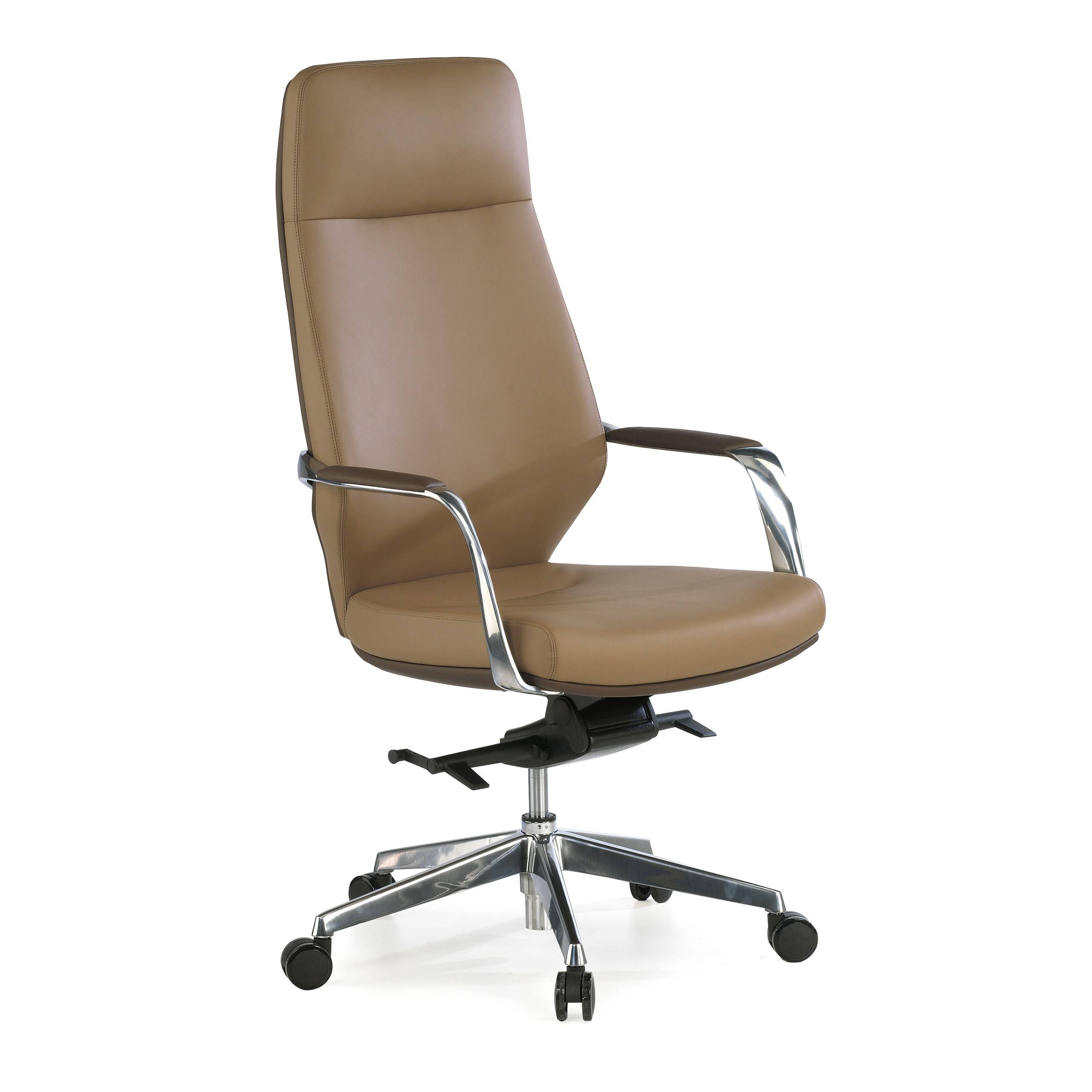 sillon de oficina marron duo respaldo alto bicolor piel sintetica 1