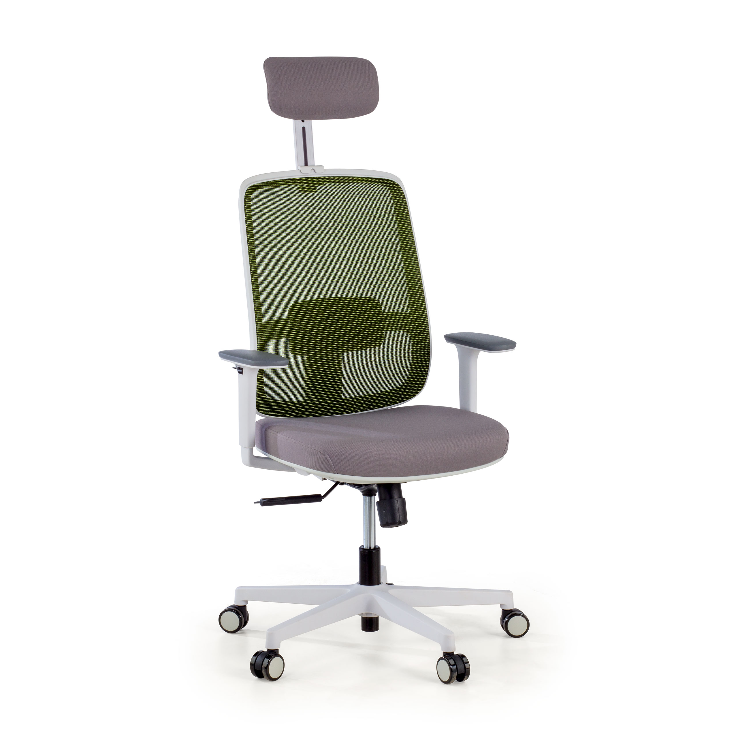 silla ergonomica verde sugar estructura blanca reposacabezas malla 1