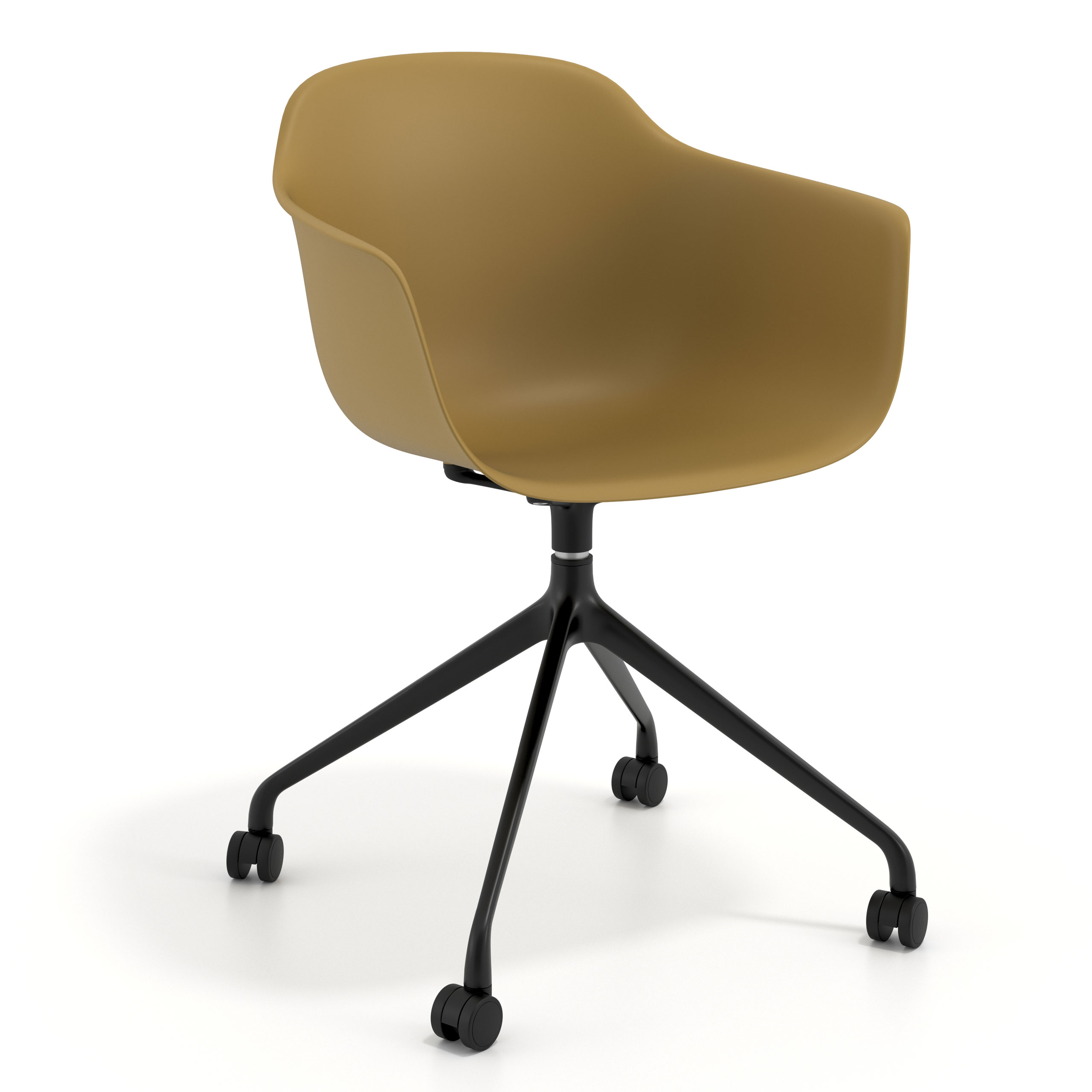 silla de reuniones amarillo elisa con ruedas plastico 1