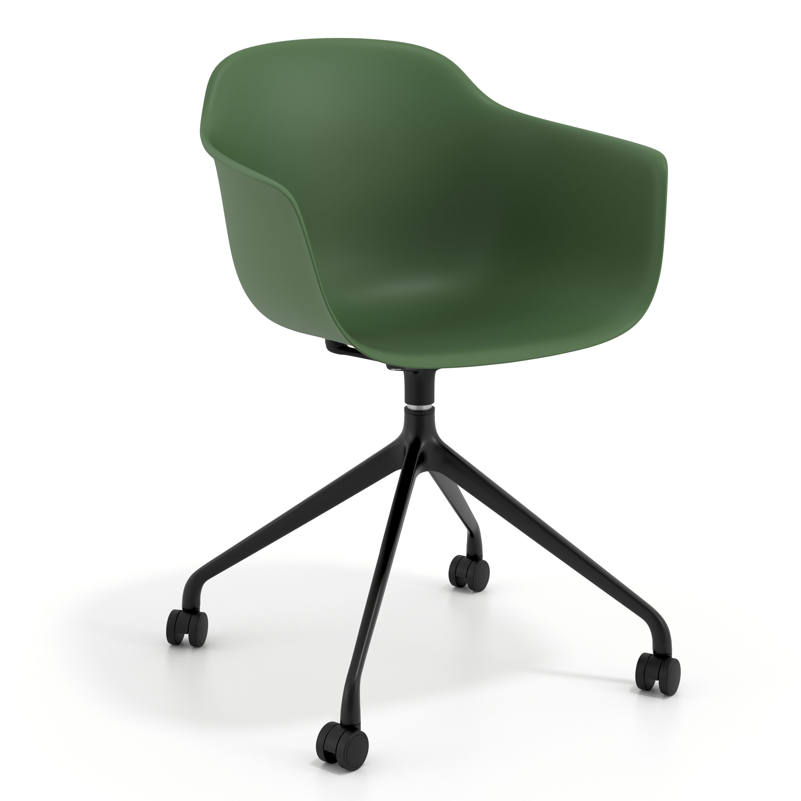 silla de reuniones verde elisa con ruedas plastico 1