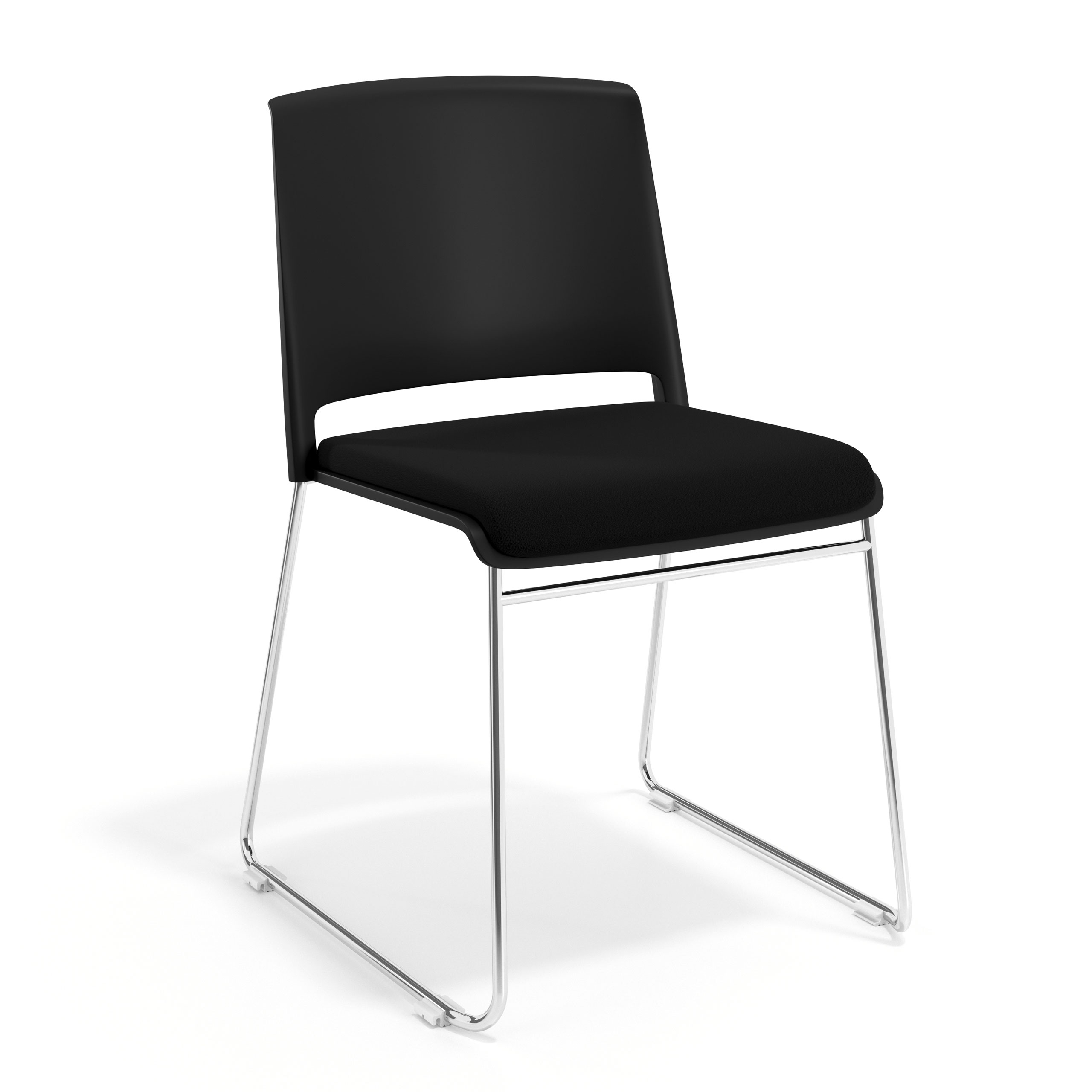 silla confidente negro lotus sin brazos tapizada tela 1