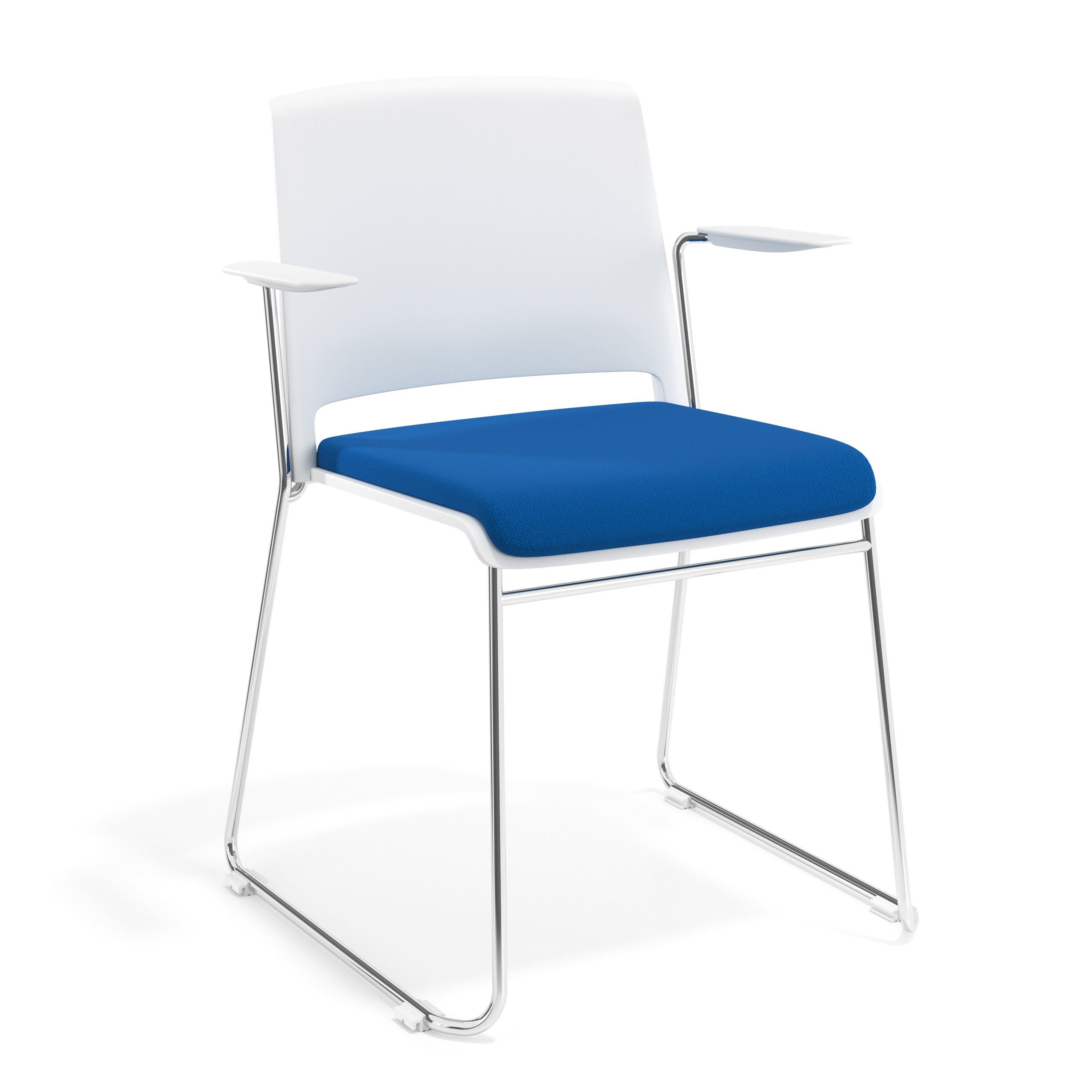 silla confidente azul lotus con brazos tapizada tela 1