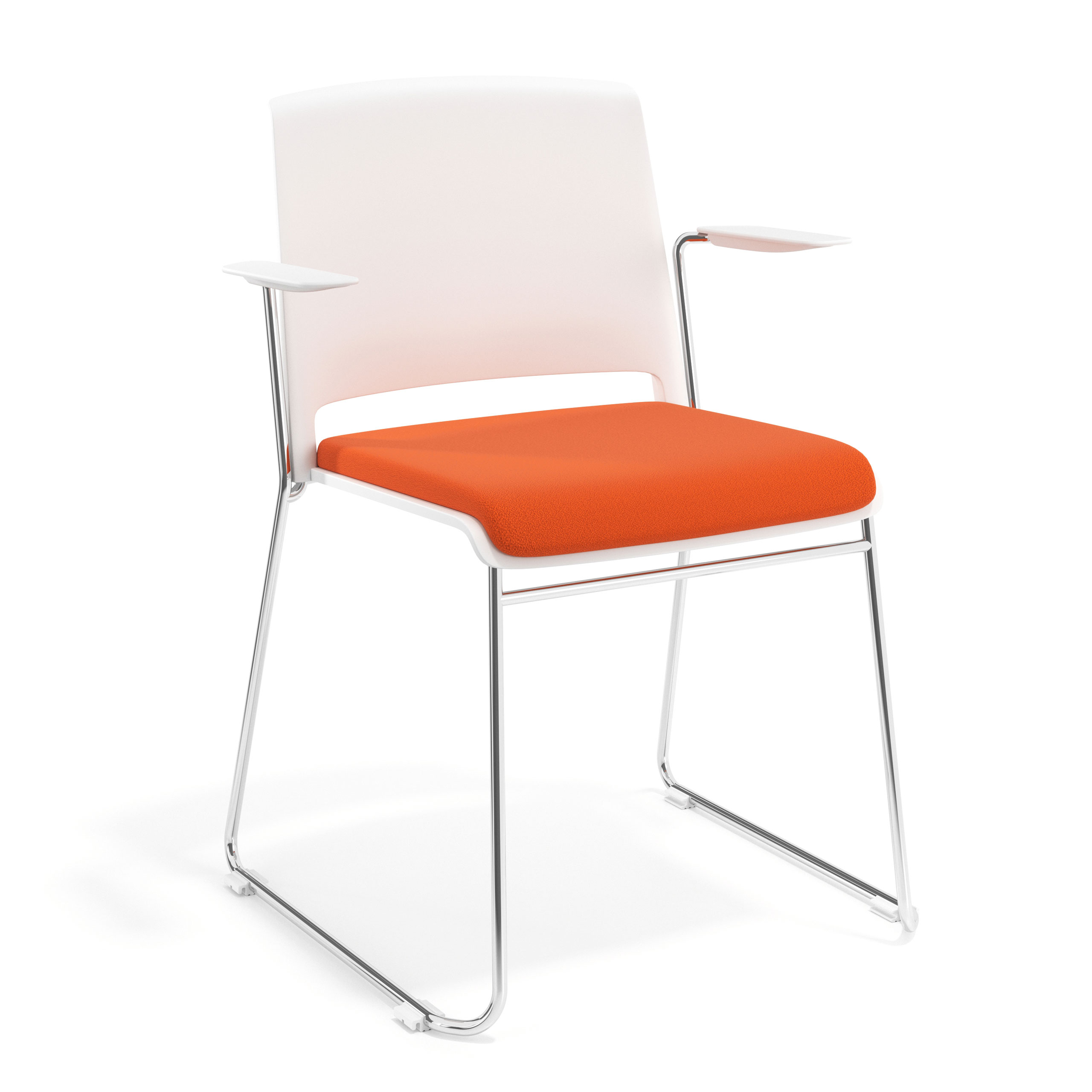 silla confidente naranja lotus con brazos tapizada tela 1