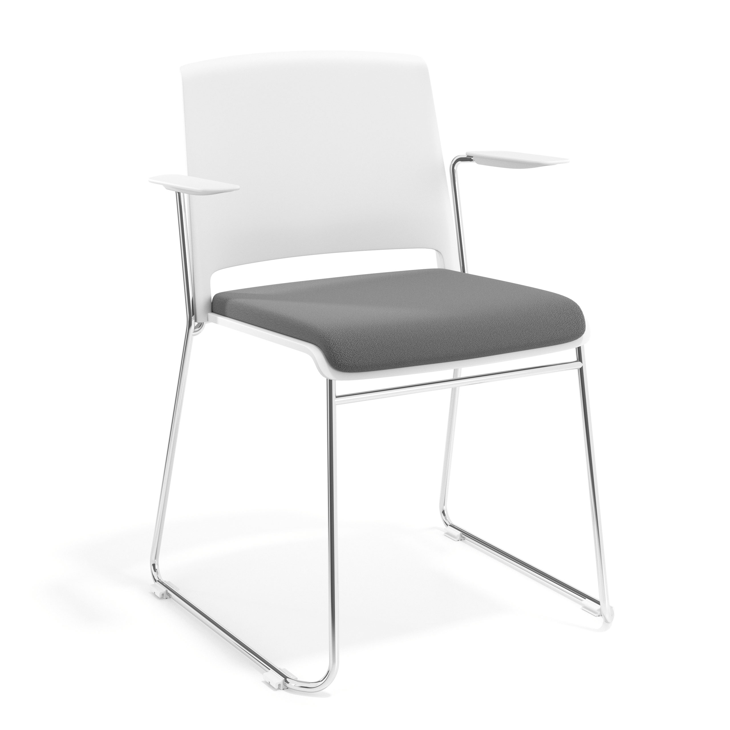 silla confidente gris lotus con brazos tapizada tela 1