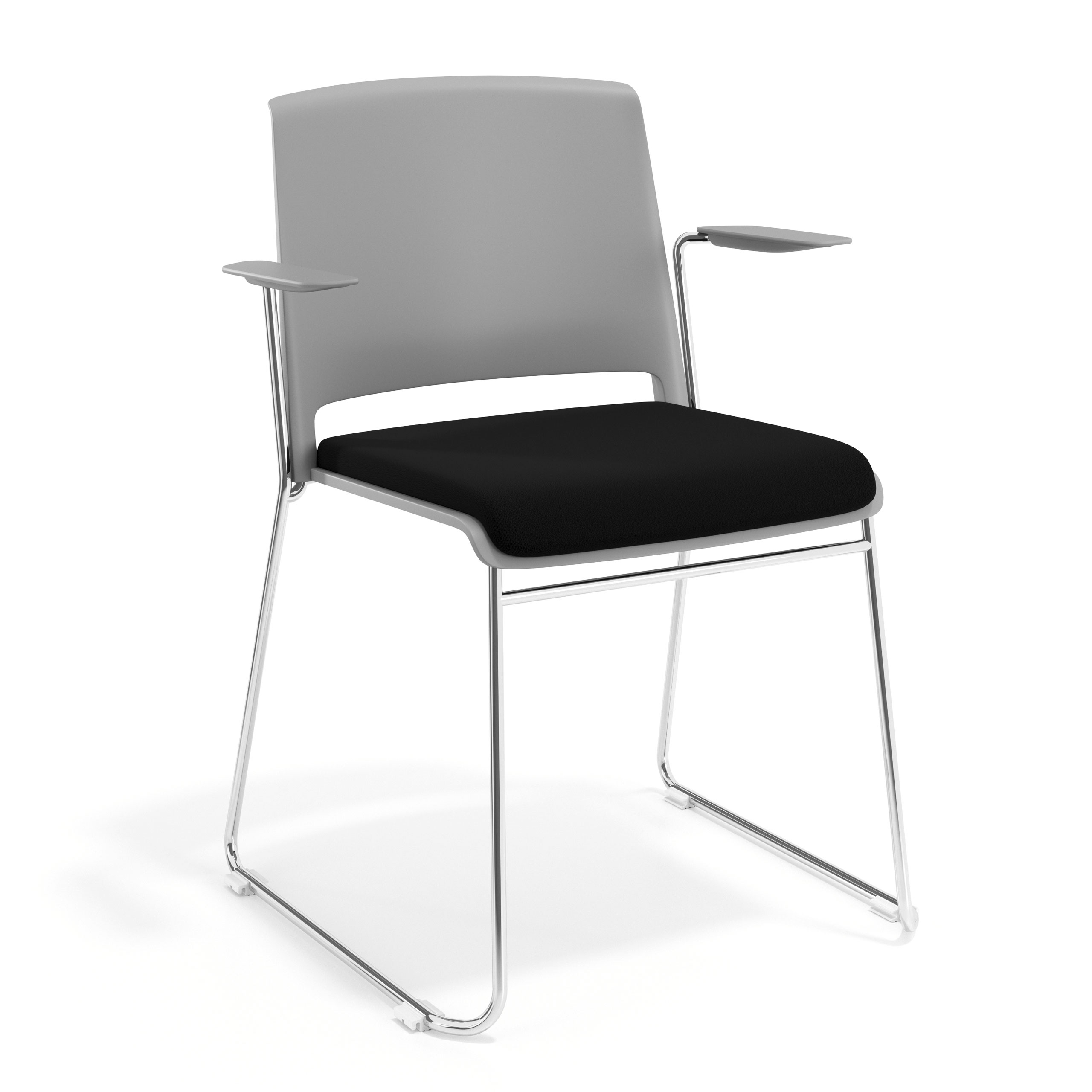 silla confidente negro lotus con brazos tapizada tela 1