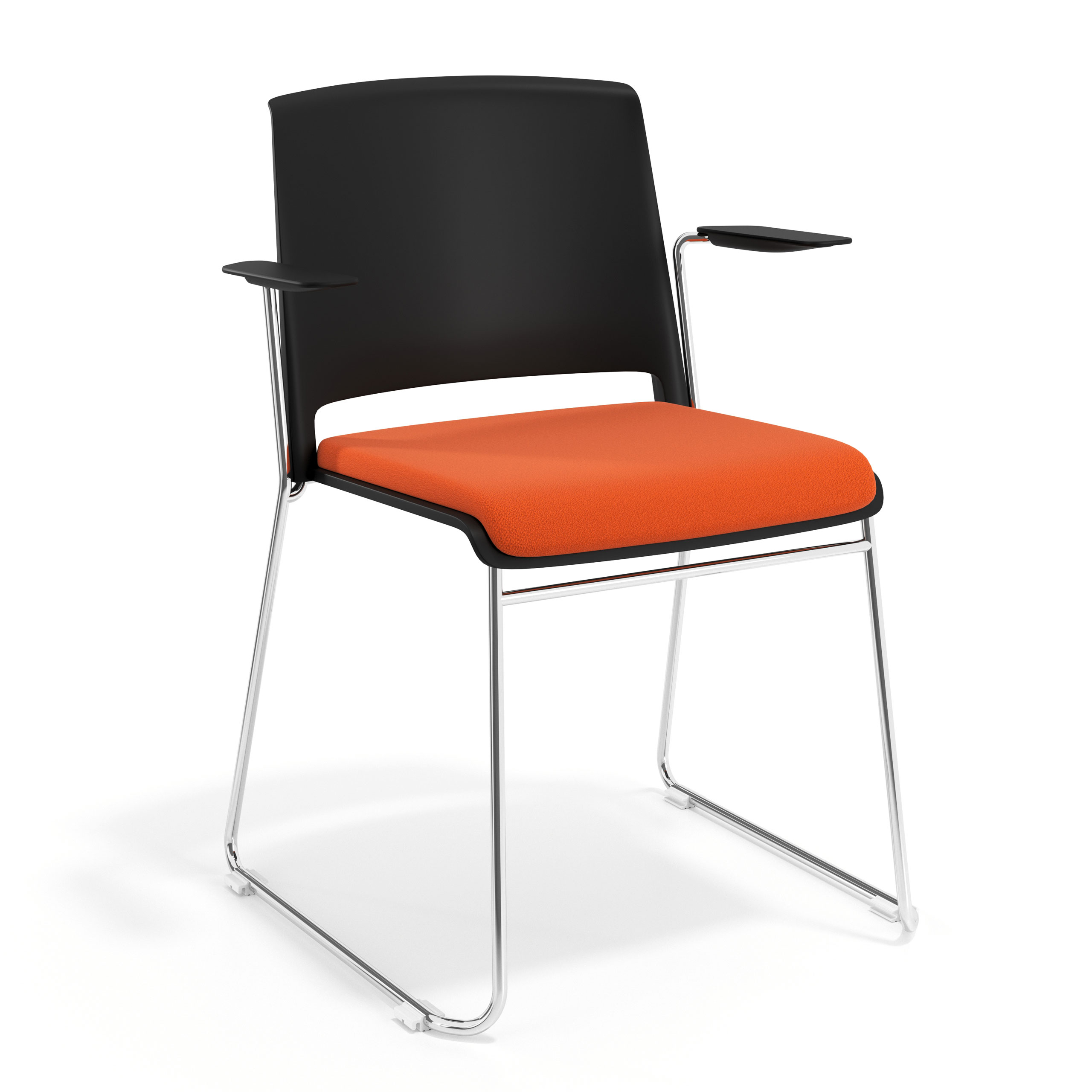 silla confidente naranja lotus con brazos tapizada tela 1