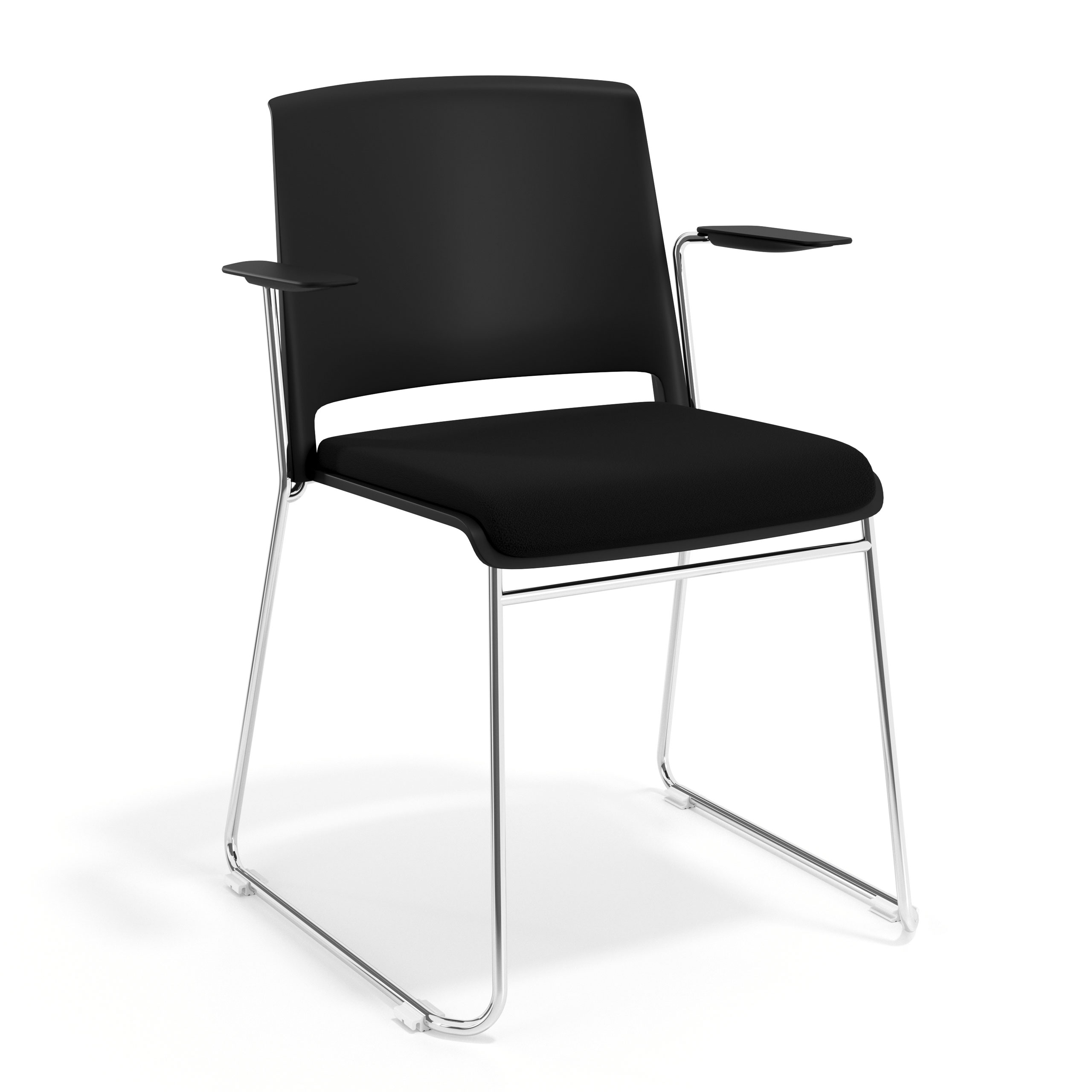 silla confidente negro lotus con brazos tapizada tela 1