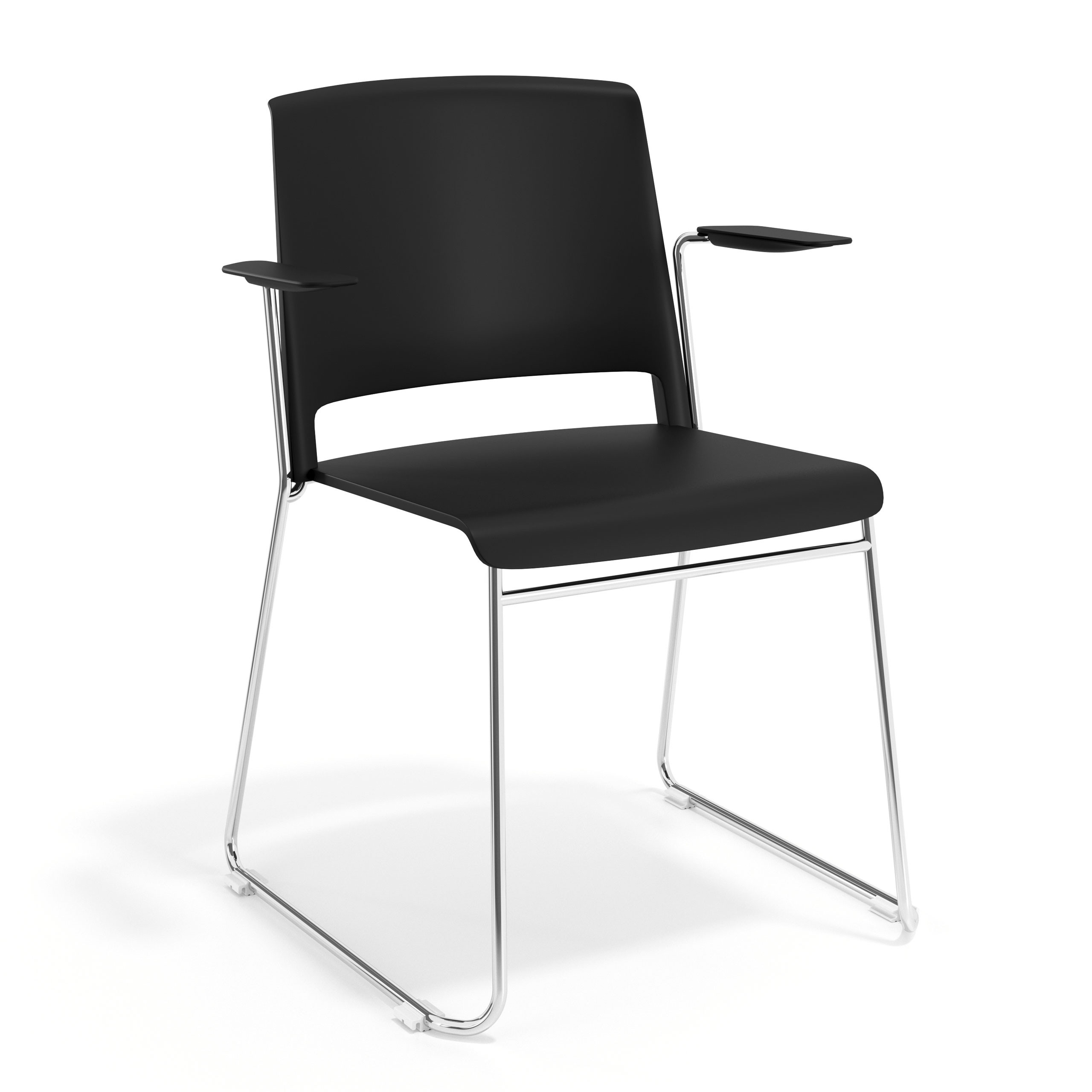 silla confidente negro lotus con brazos tela 1