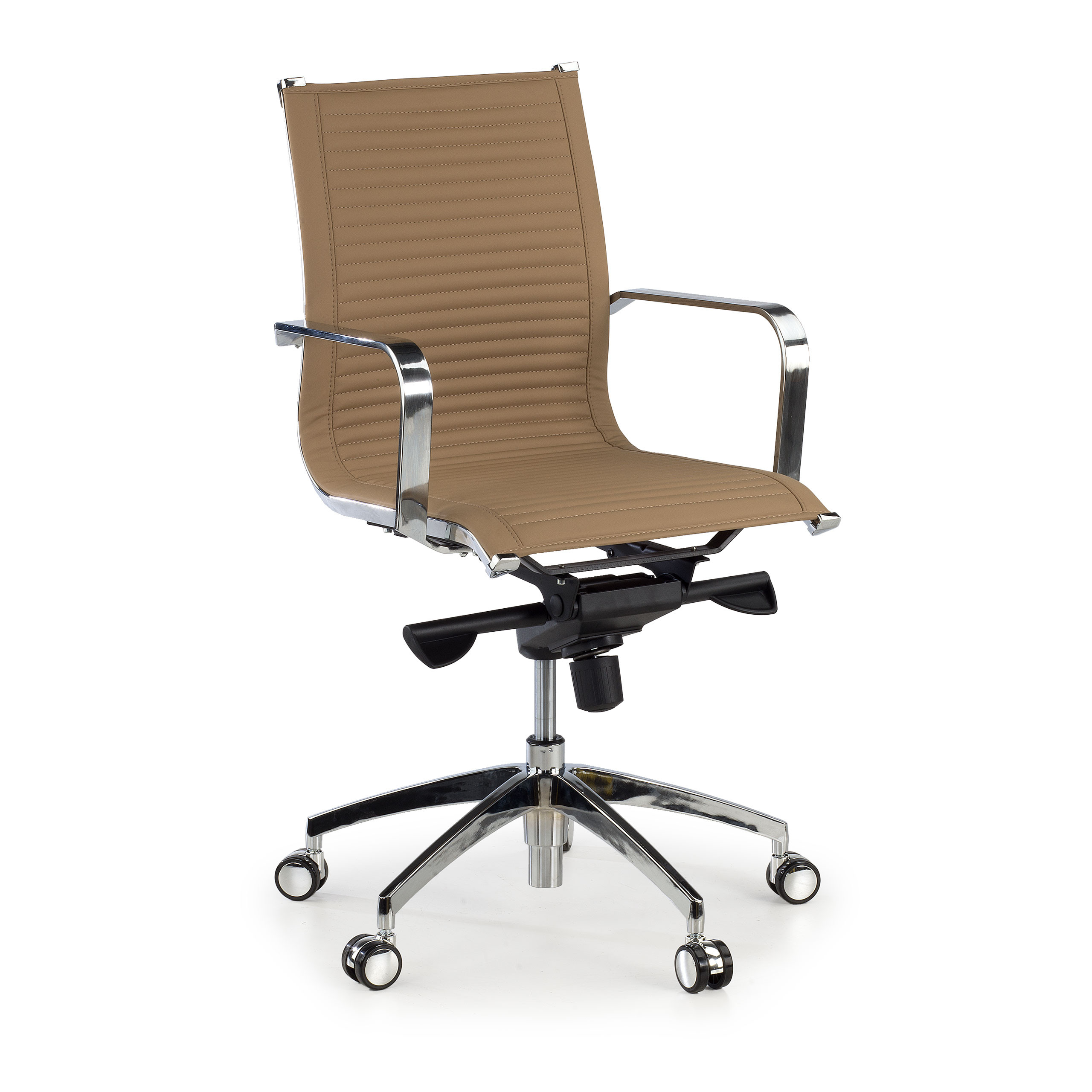 sillon de oficina marron cafe croma estructura cromada ecopiel piel sintetica 1