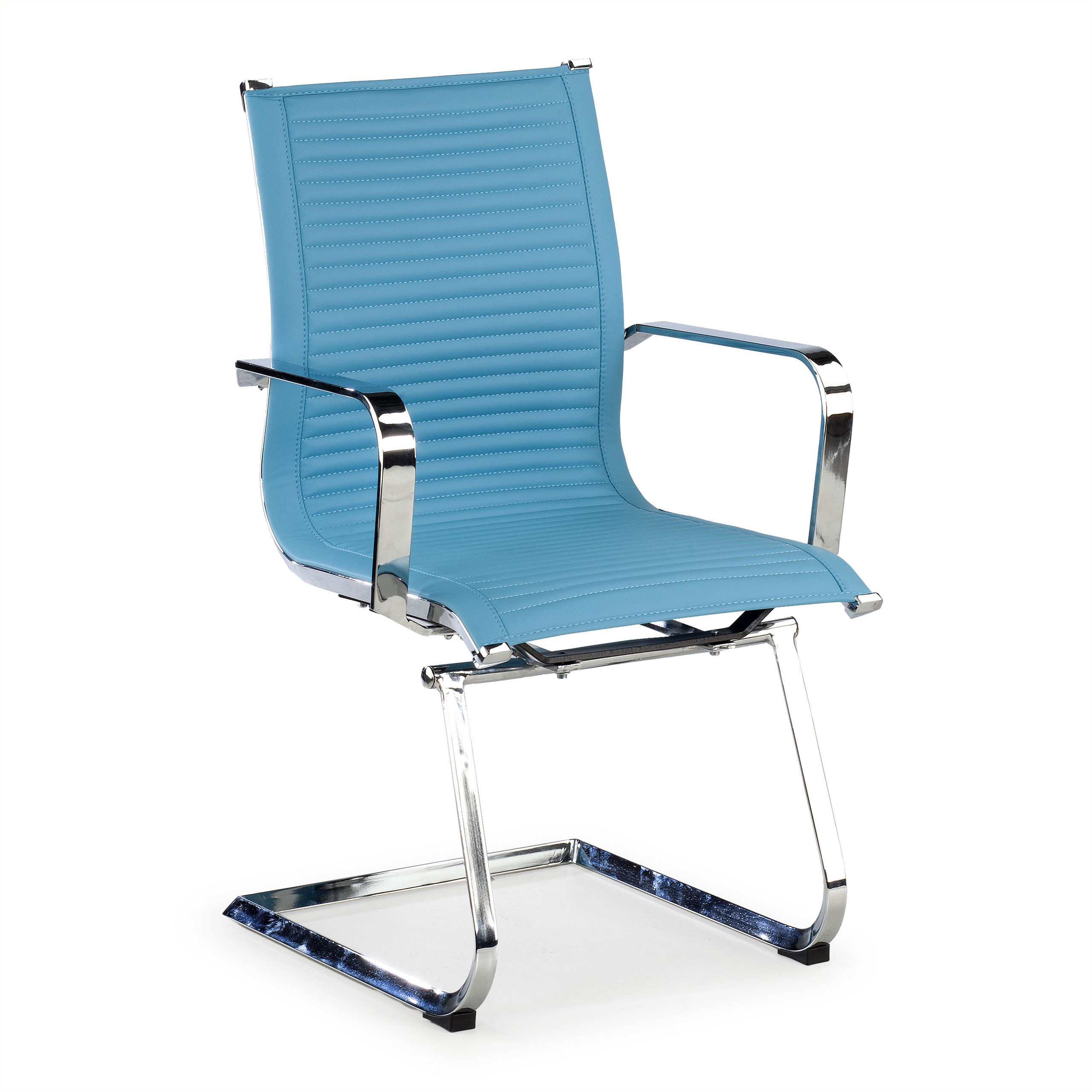 silla confidente azul celeste croma estructura cromada ecopiel piel sintetica 1