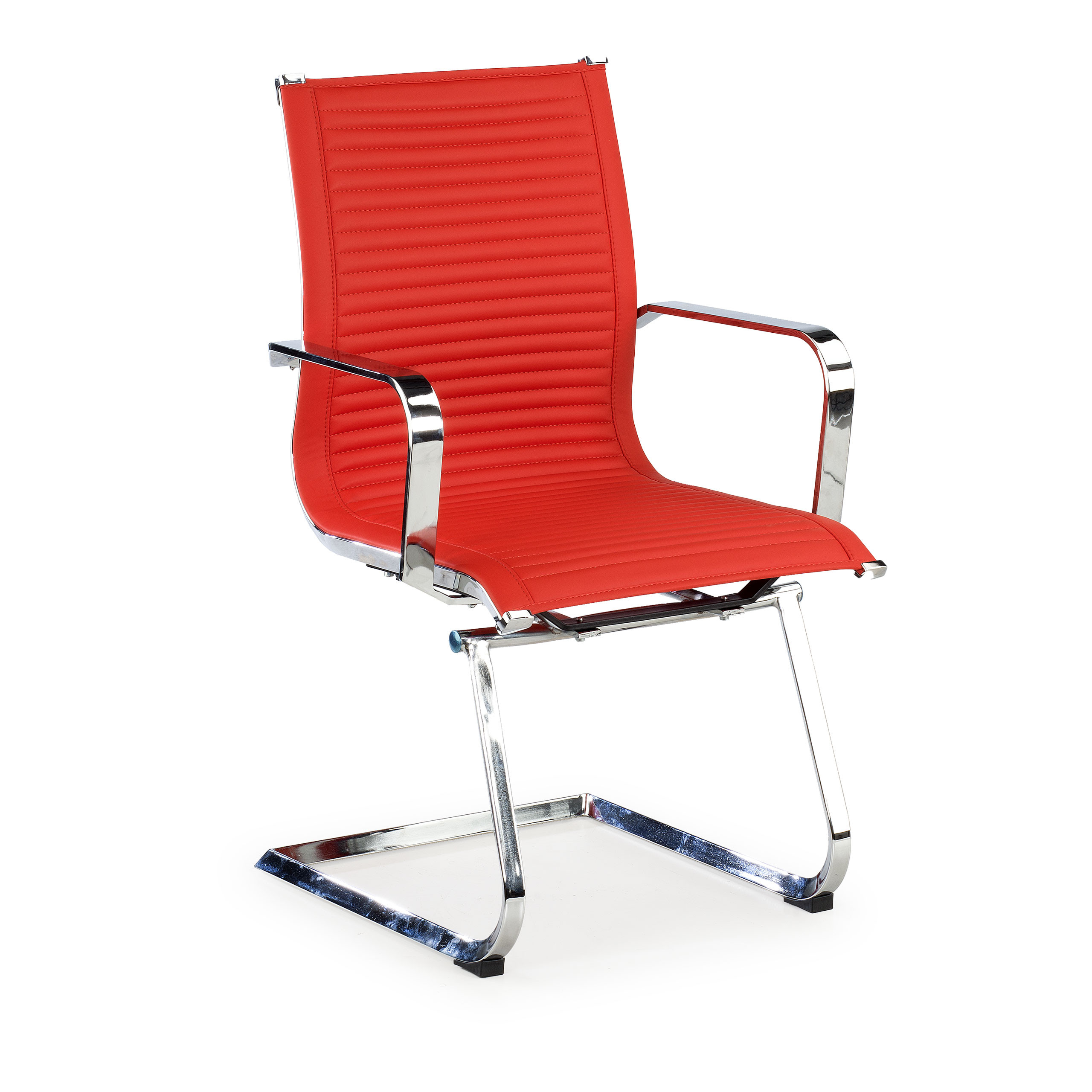 silla confidente rojo croma estructura cromada ecopiel piel sintetica 1