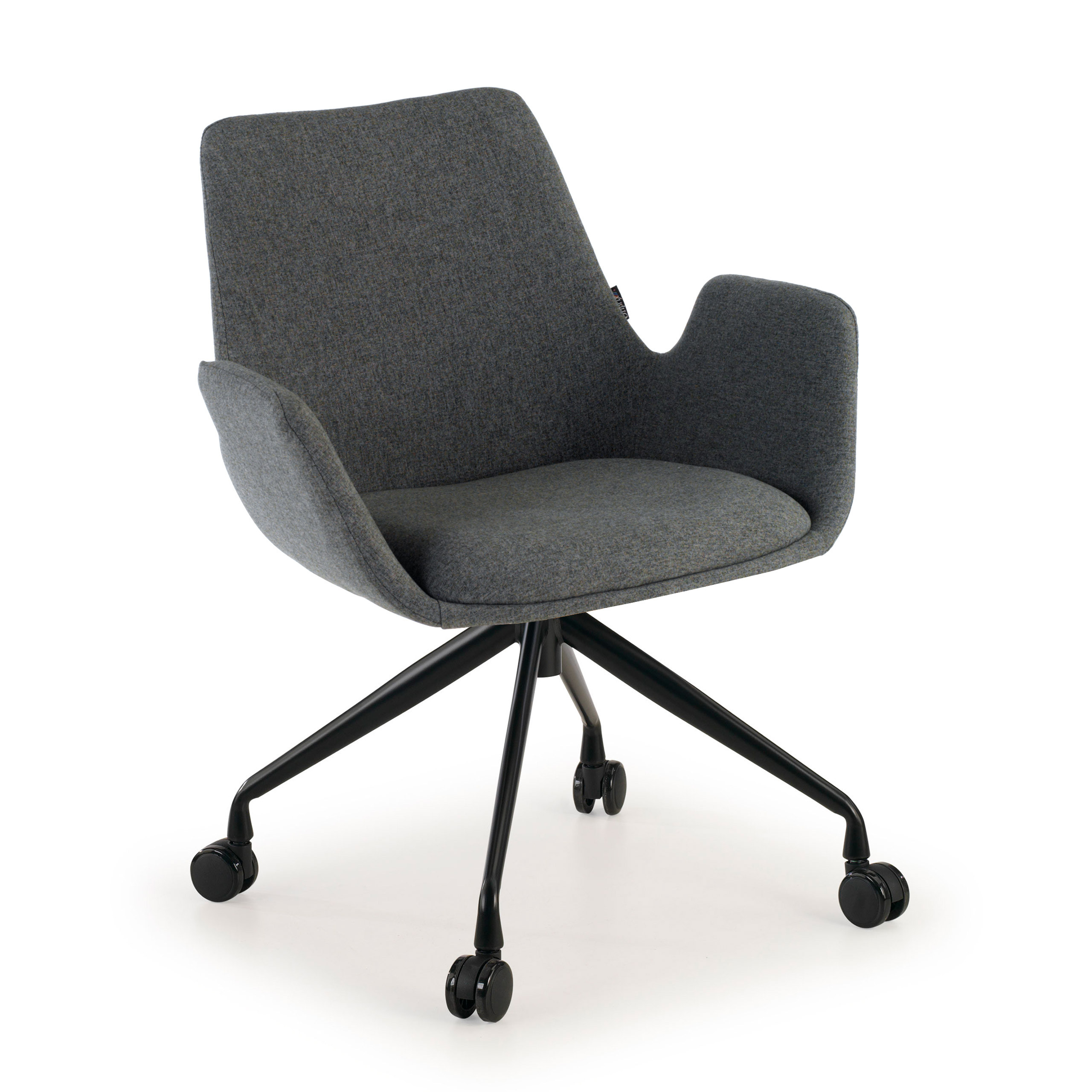 silla confidente antracita elodie giratoria con ruedas tela 1