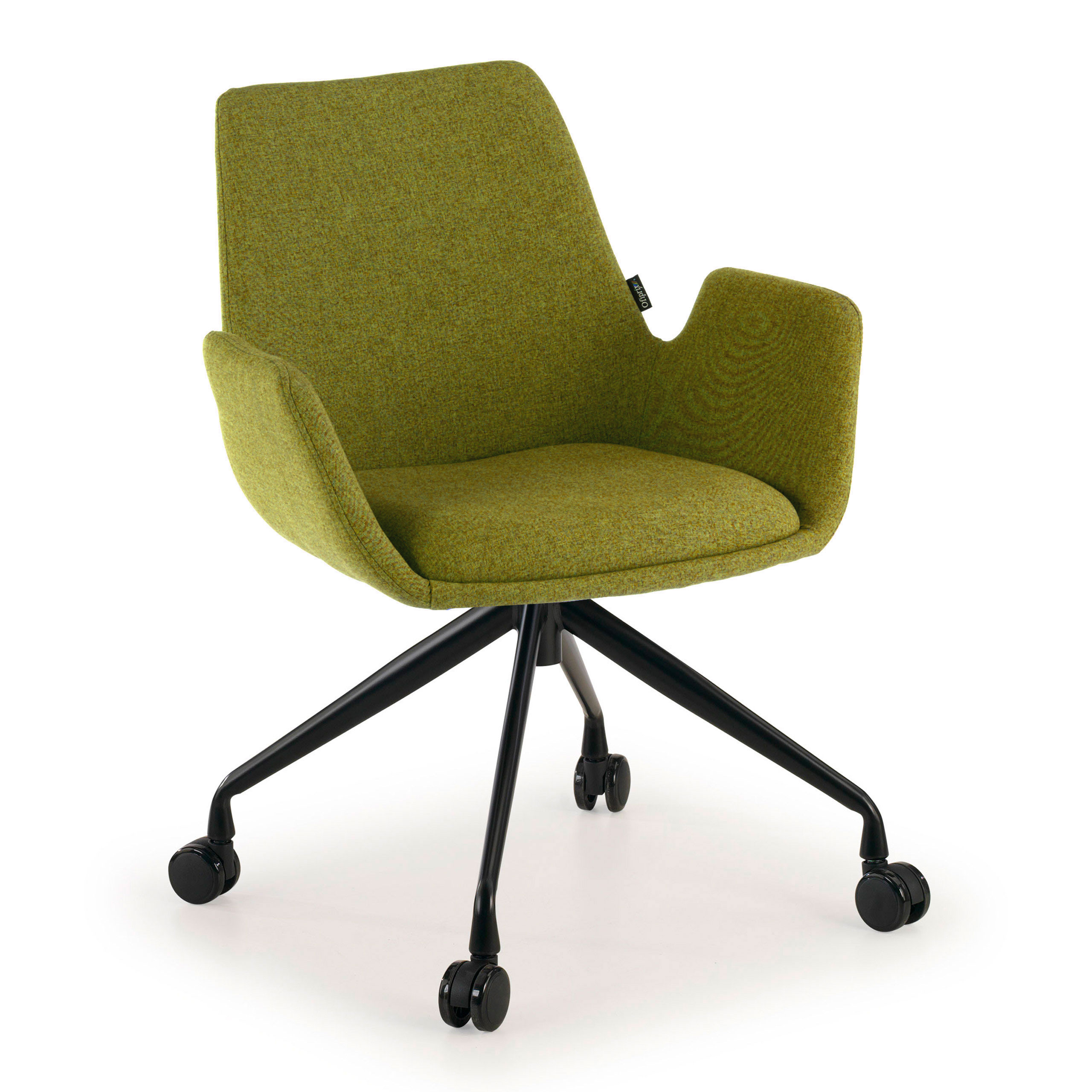 silla confidente verde elodie giratoria con ruedas tela 1