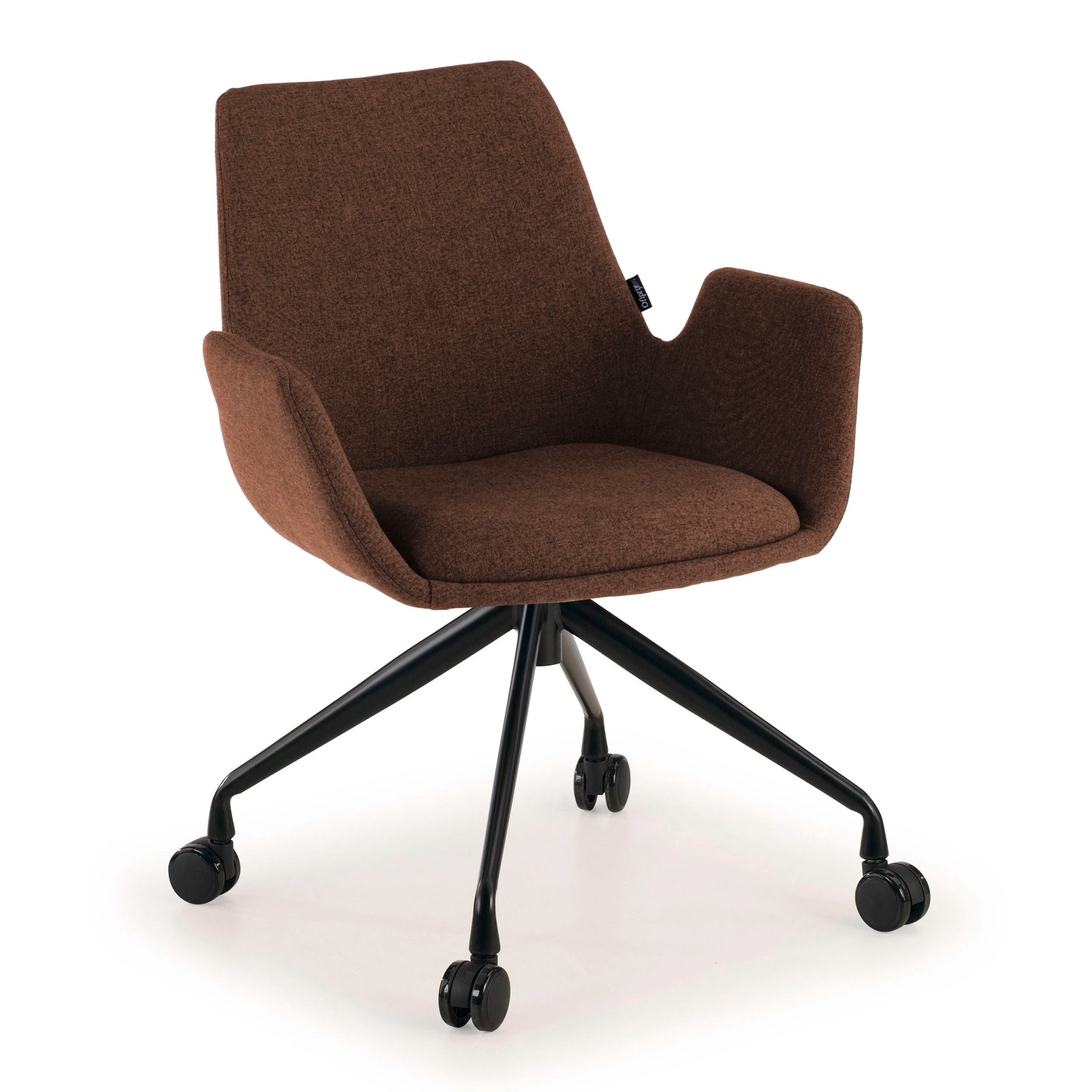 silla confidente marron elodie giratoria con ruedas tela 1