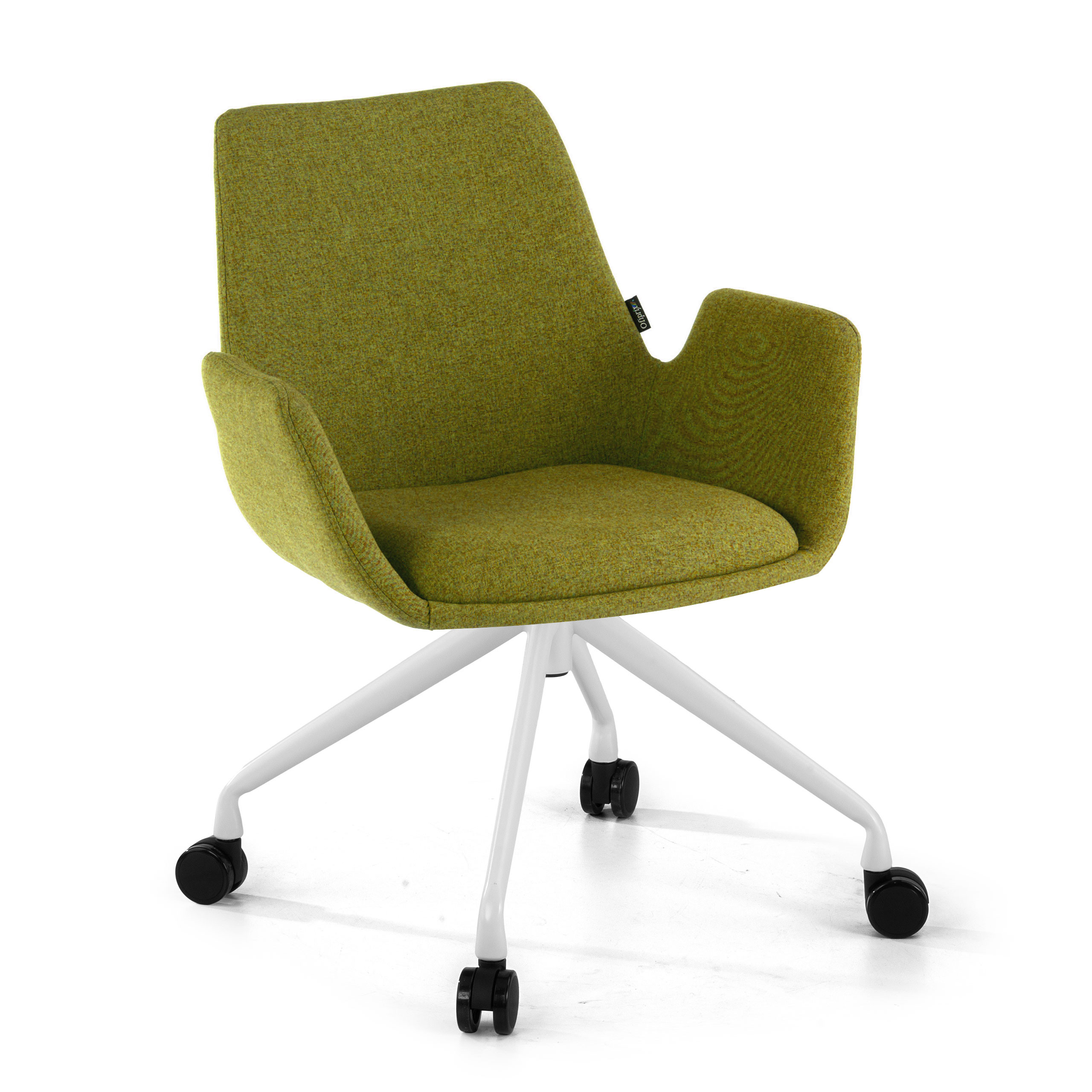 silla confidente verde elodie giratoria con ruedas tela 1