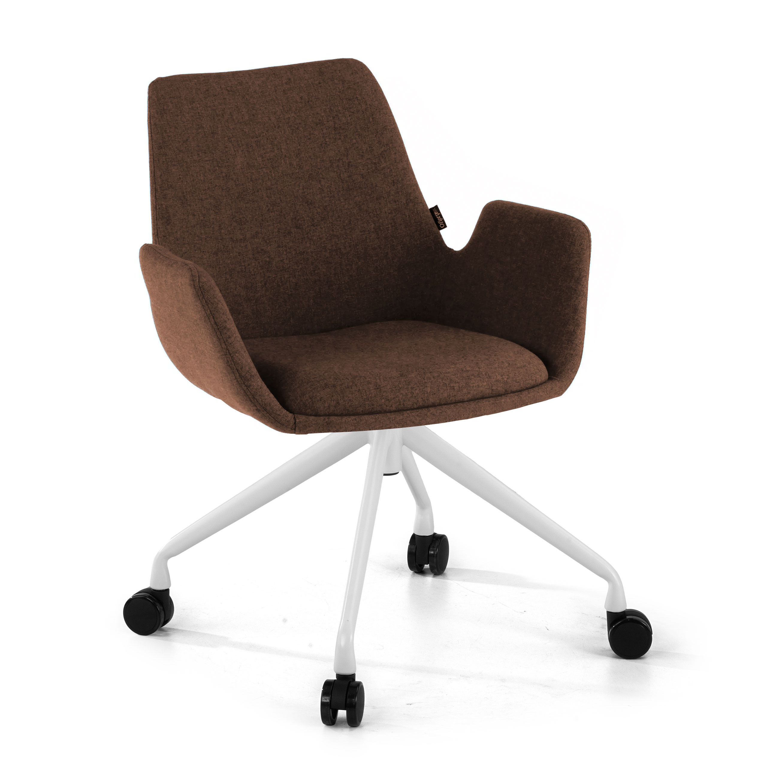 silla confidente marron elodie giratoria con ruedas tela 1