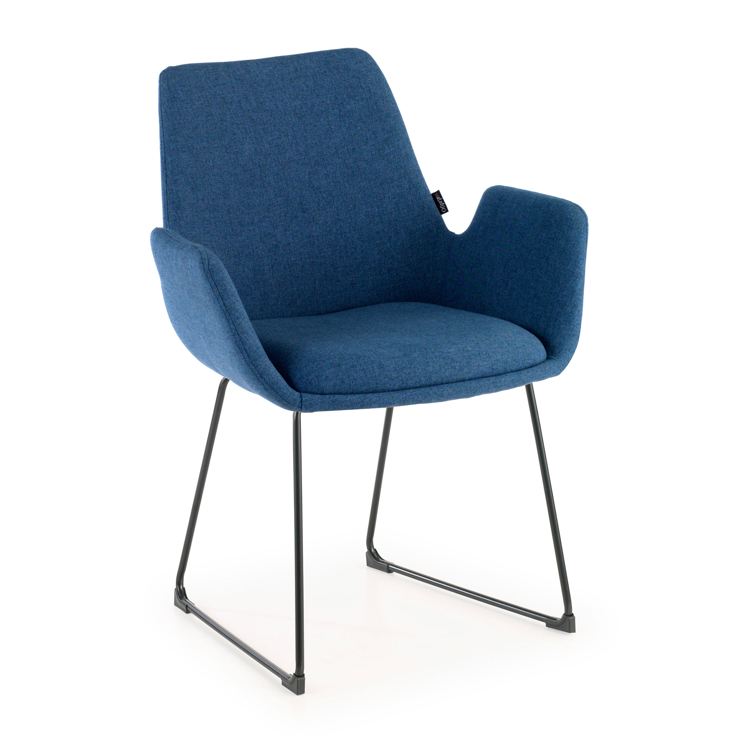 silla confidente azul elodie estructura patin tela 1