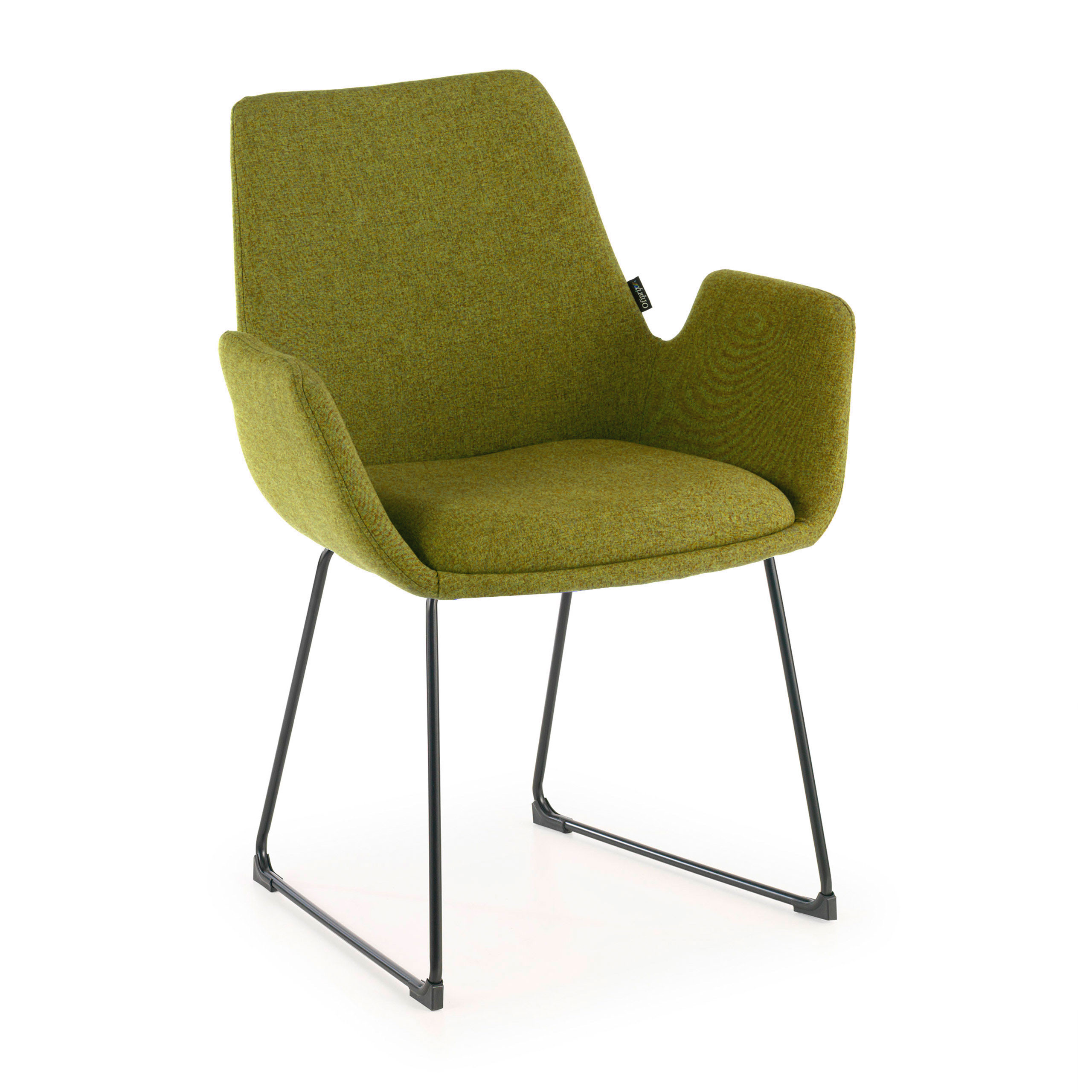 silla confidente verde elodie estructura patin tela 1