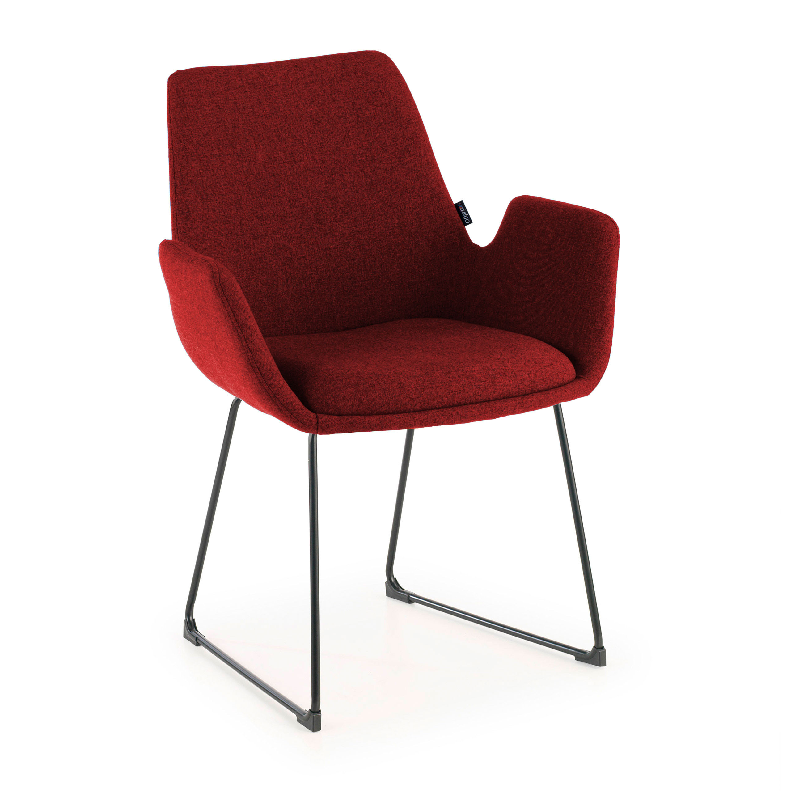 silla confidente rojo elodie estructura patin tela 1