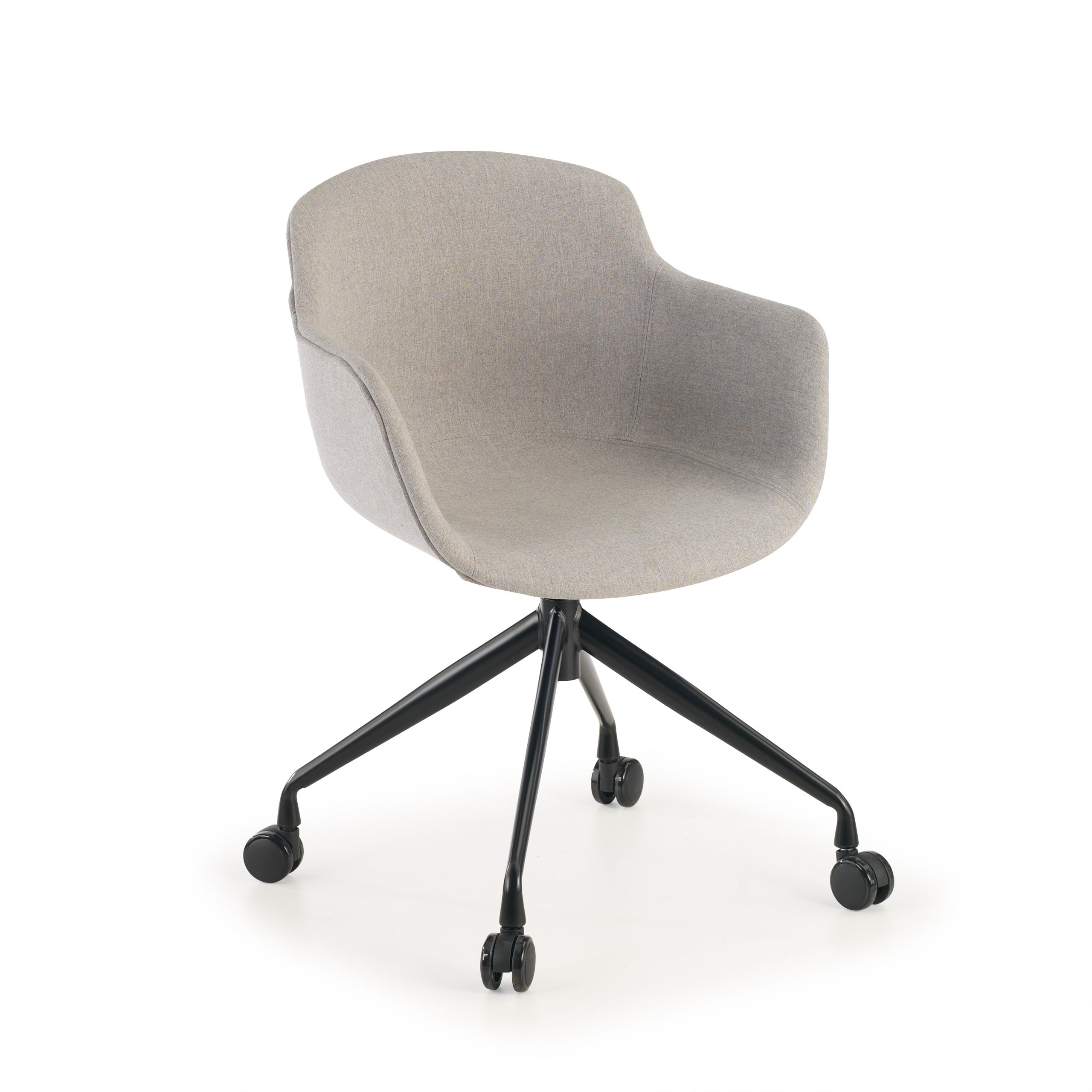 silla confidente gris ivonne giratoria con ruedas tela 1