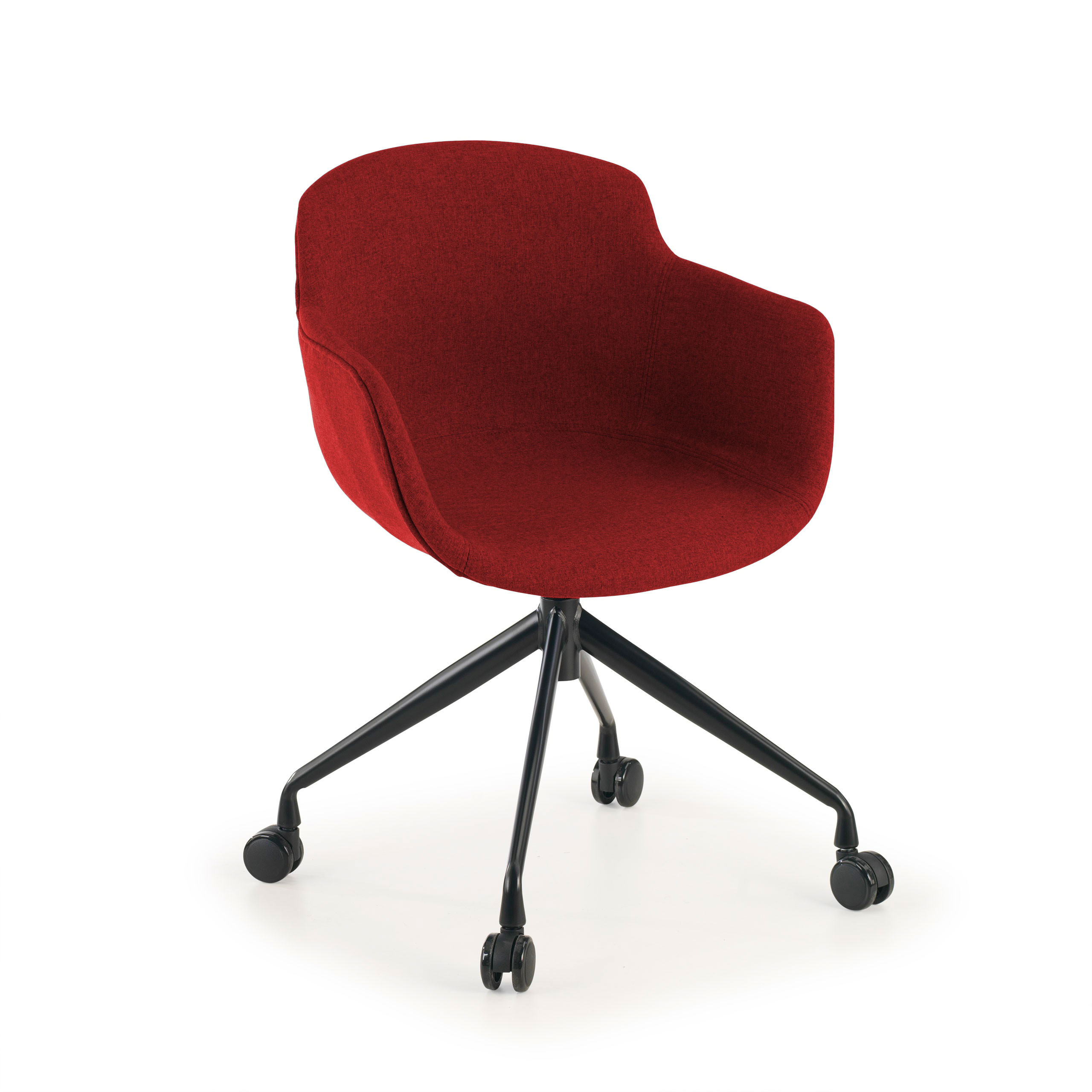 silla confidente rojo ivonne giratoria con ruedas tela 1