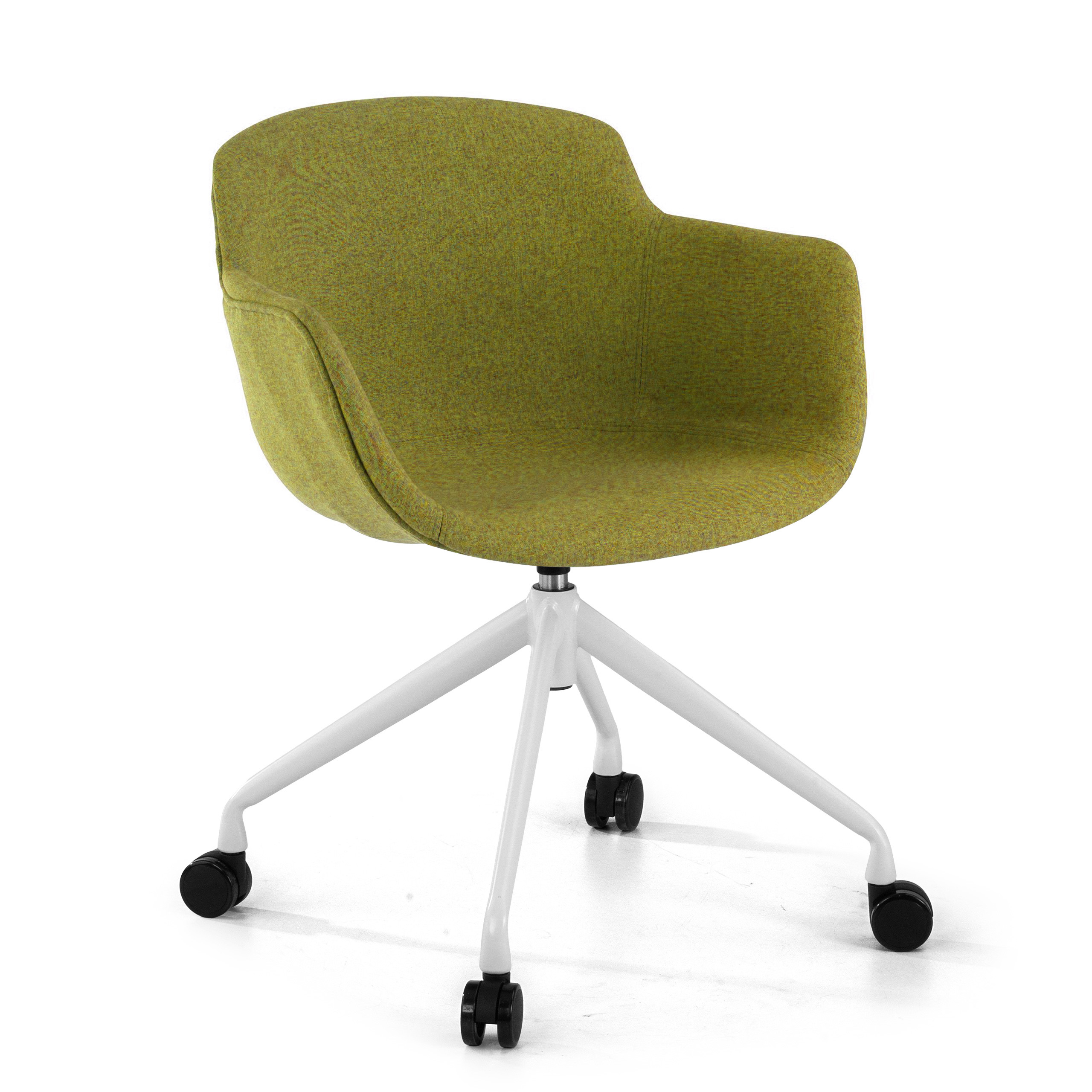 silla confidente verde ivonne giratoria con ruedas tela 1