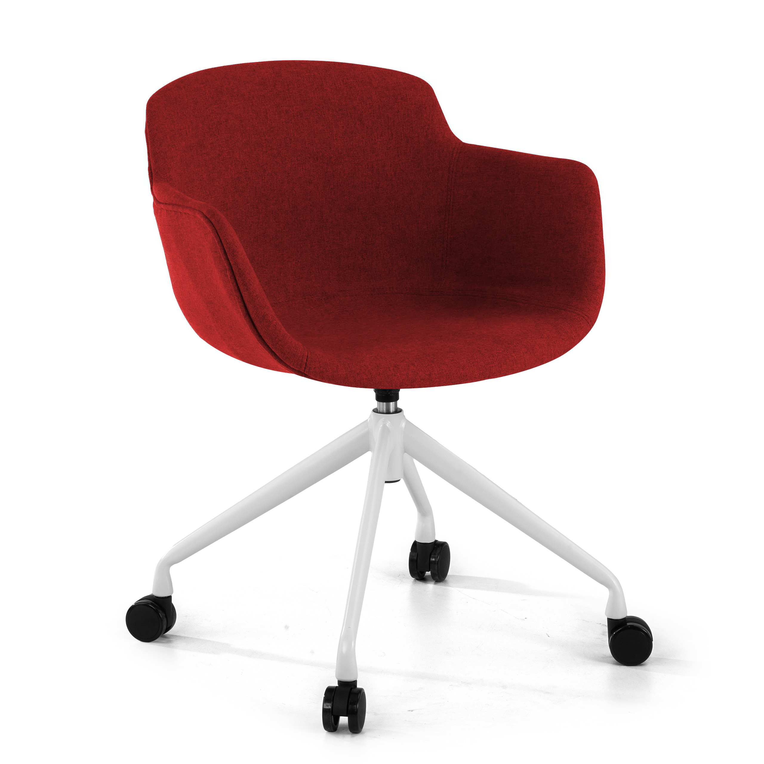 silla confidente rojo ivonne giratoria con ruedas tela 1