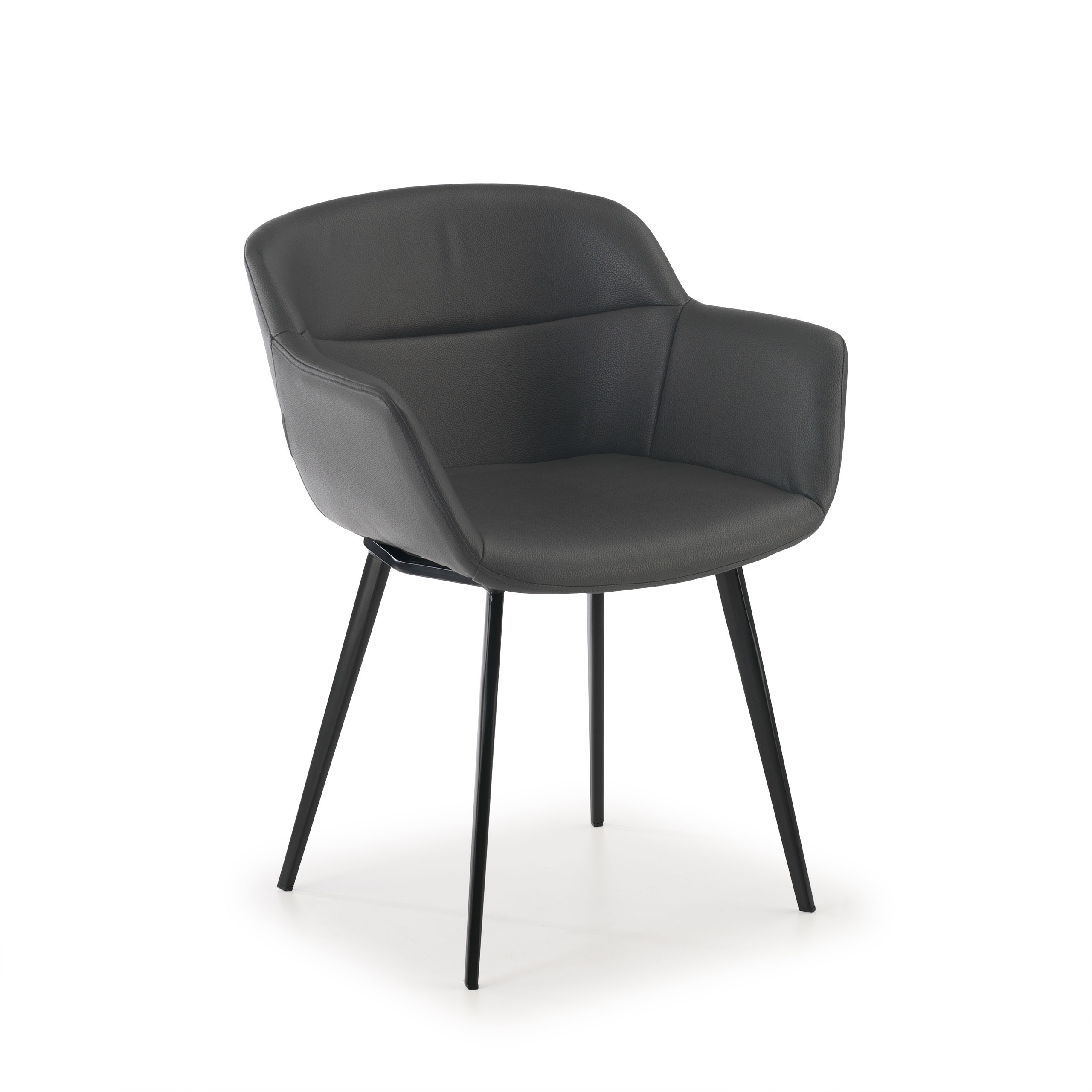 silla confidente gris anne 4 patas piel sintetica 1