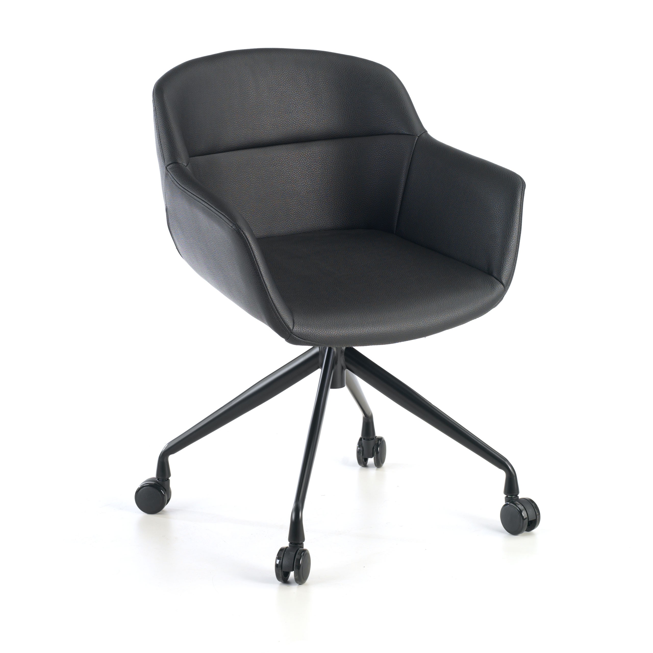 silla confidente negro anne con ruedas piel sintetica 1