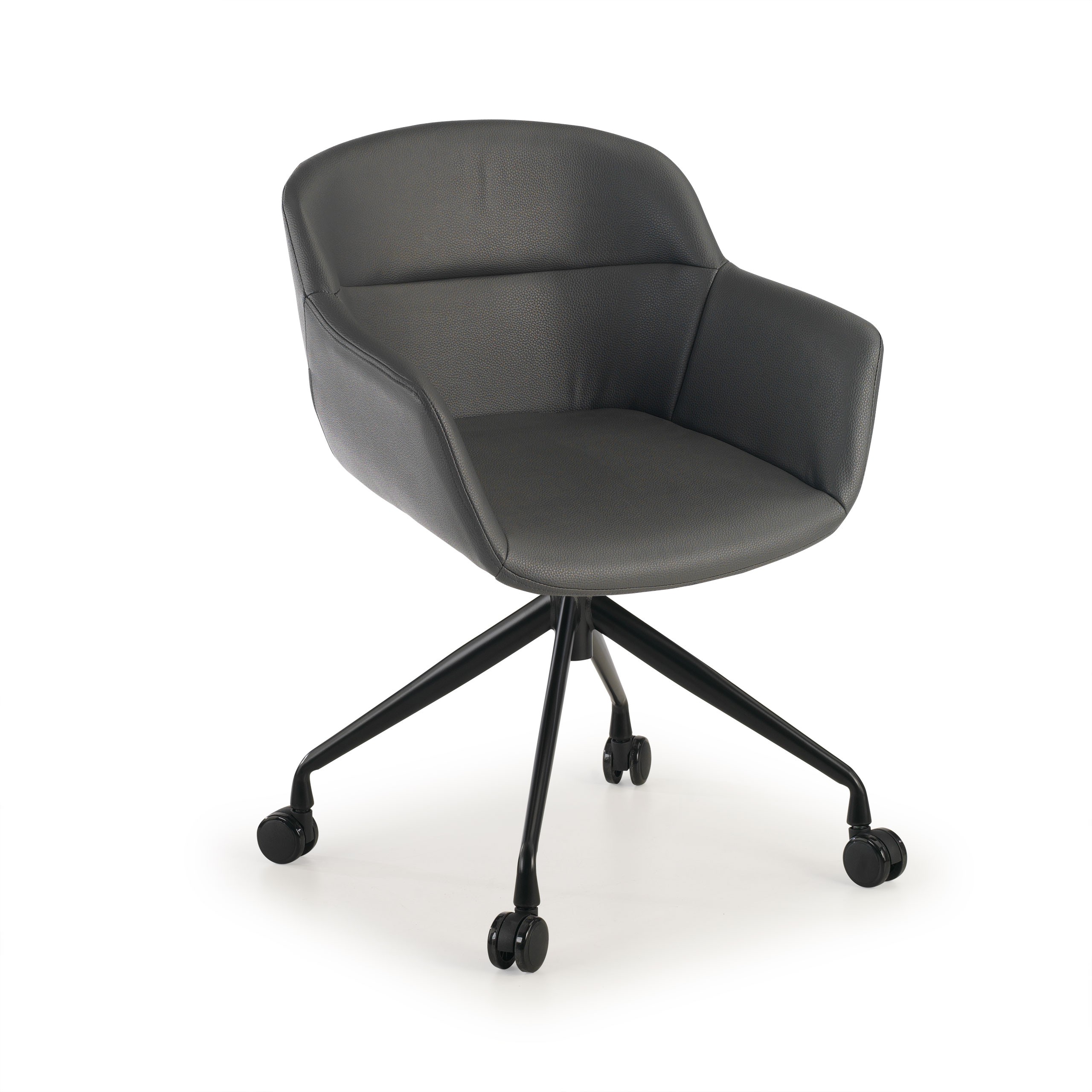 silla confidente gris anne con ruedas piel sintetica 1