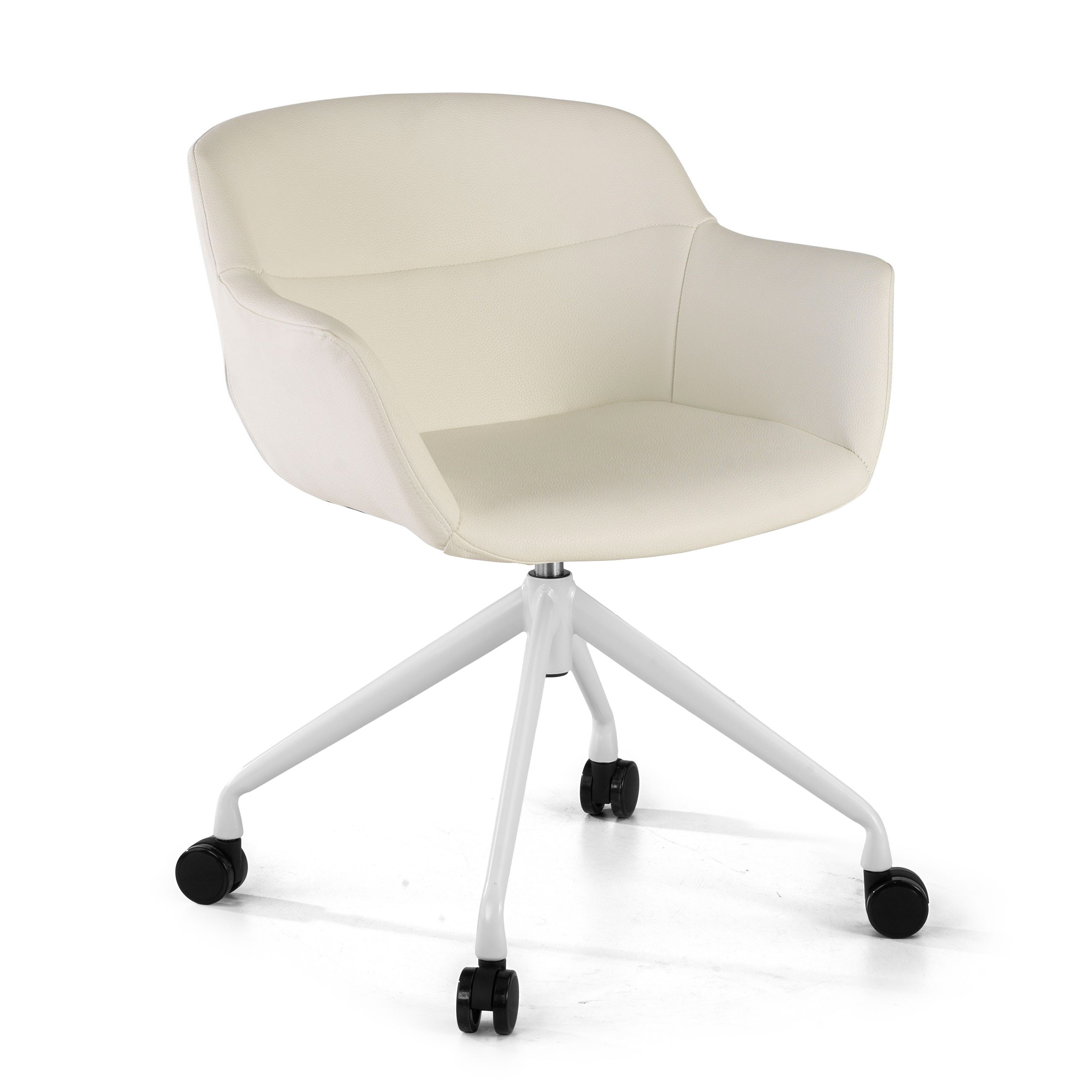 silla confidente blanco anne con ruedas piel sintetica 1
